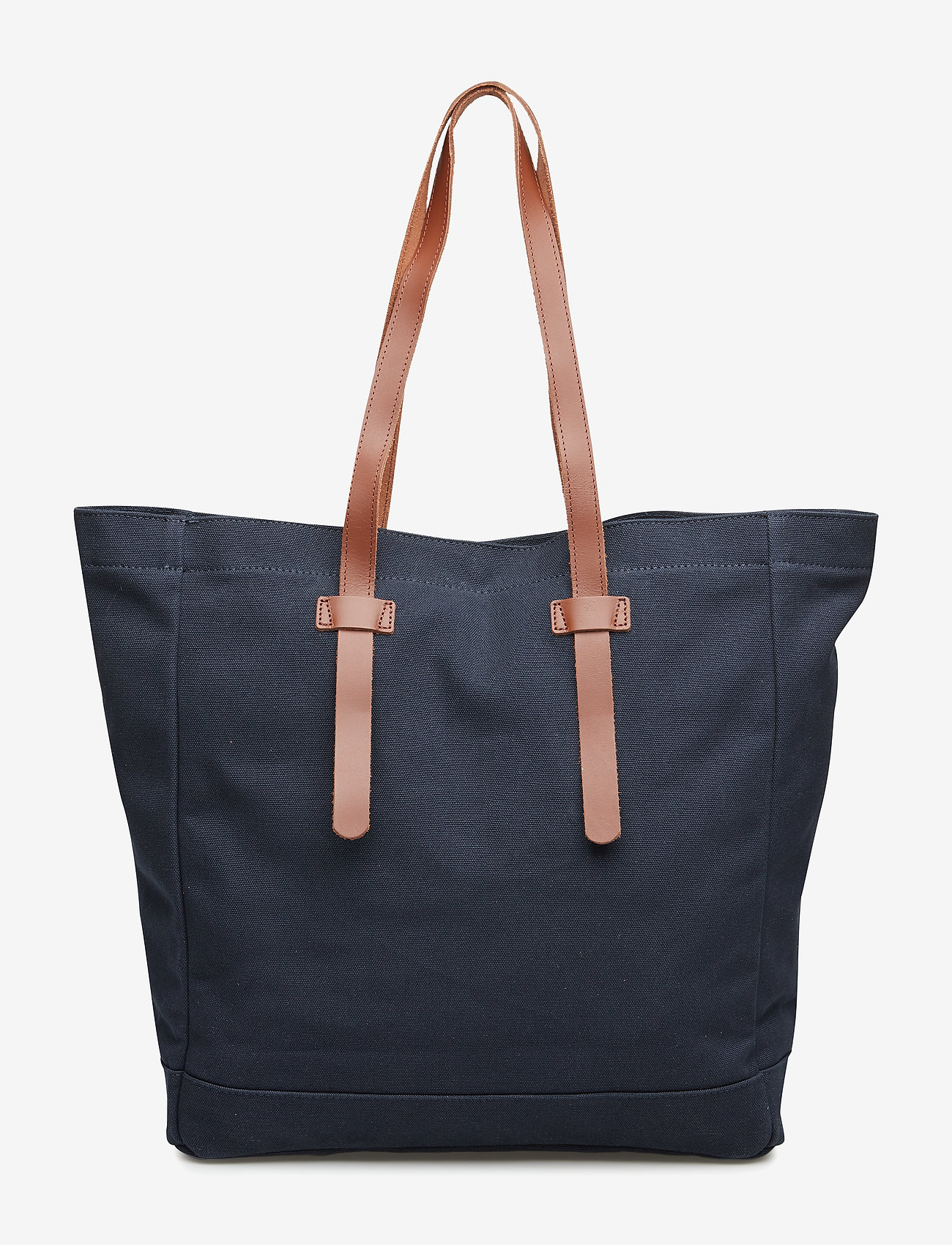 SANDQVIST - STIG TOTE BAG - blue with cognac brown leather - 1