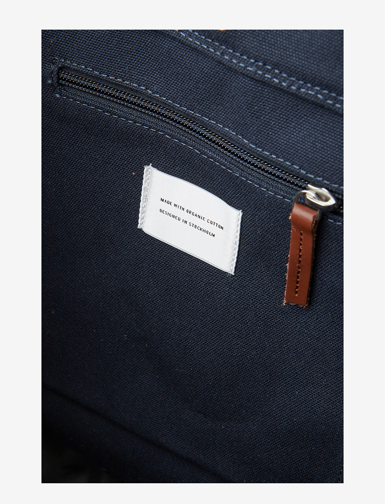 SANDQVIST - STIG TOTE BAG - blue with cognac brown leather - 5