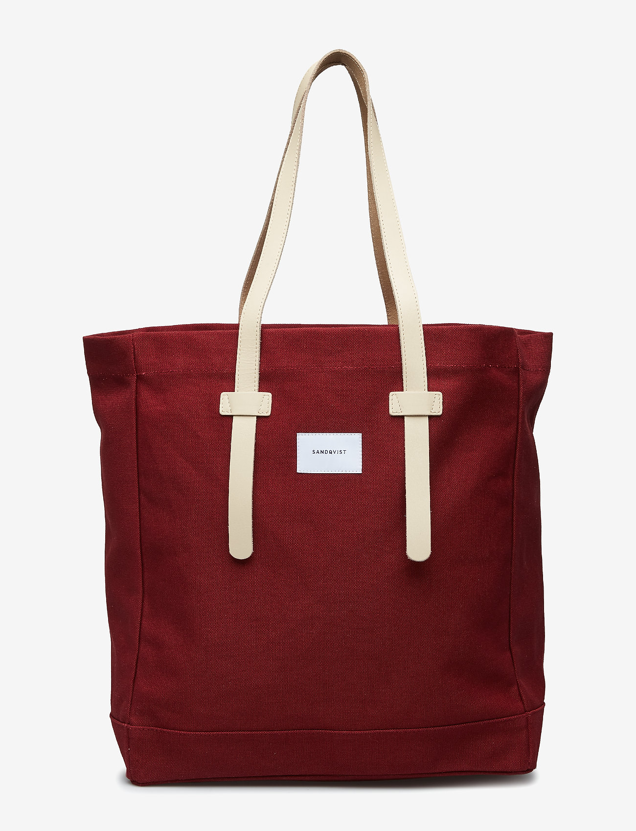 SANDQVIST - STIG TOTE BAG - burgundy with natural leather - 0