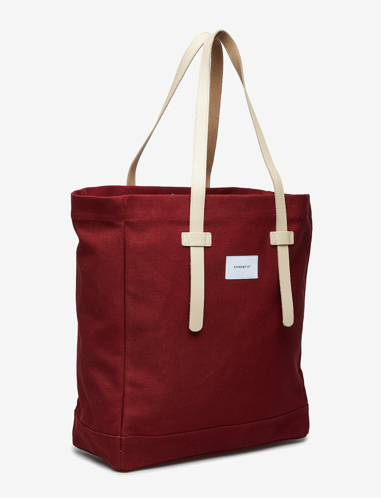 SANDQVIST - STIG TOTE BAG - burgundy with natural leather - 2
