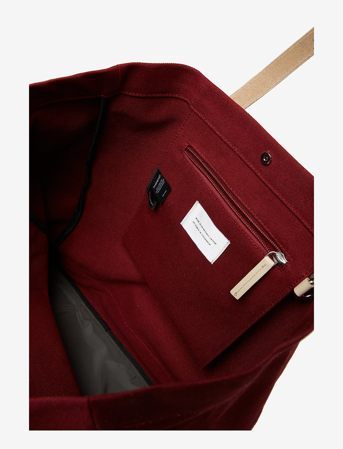 SANDQVIST - STIG TOTE BAG - burgundy with natural leather - 4