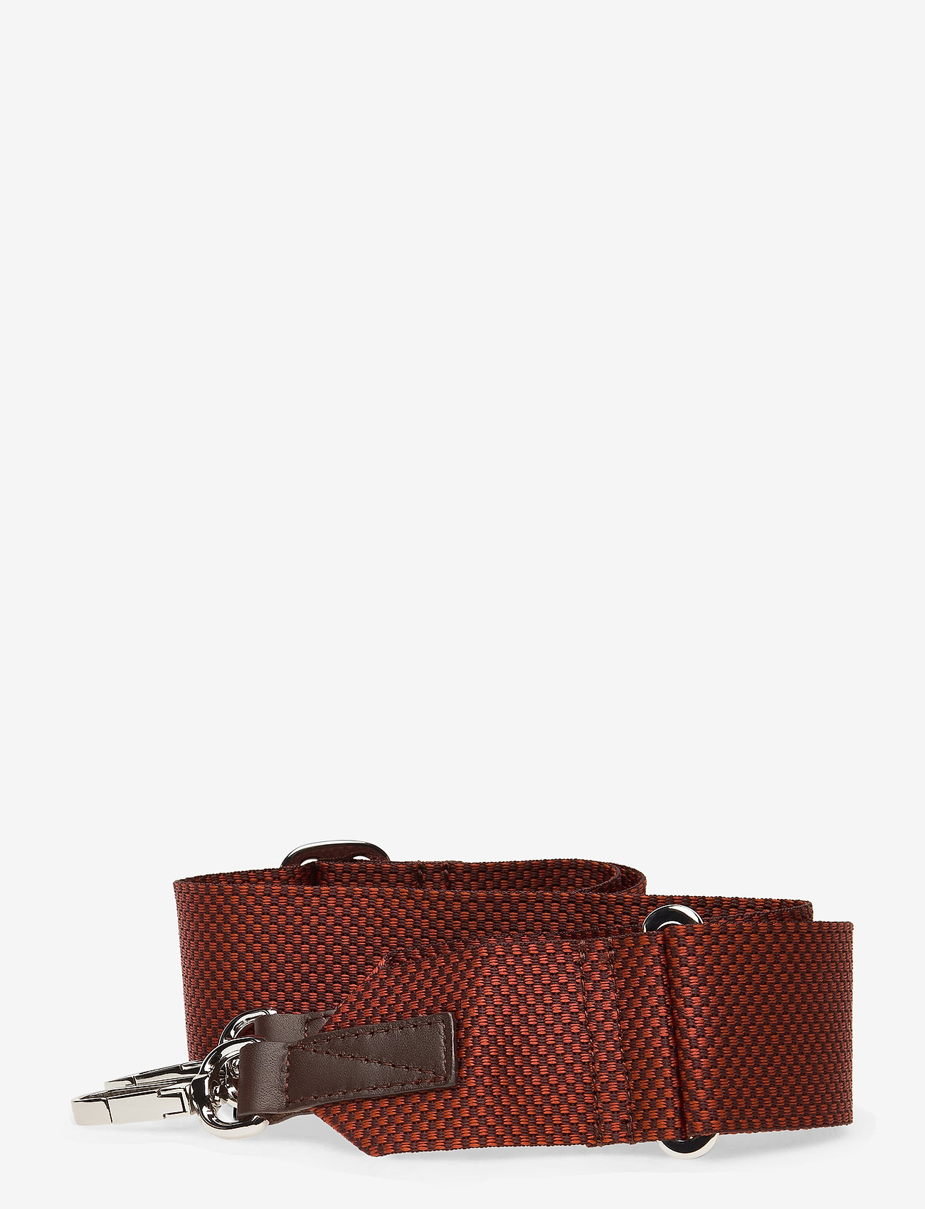 ADJUSTABLE SHOULDER STRAP - RED / BROWN MELANGE WITH DARK BROWN LEATHER