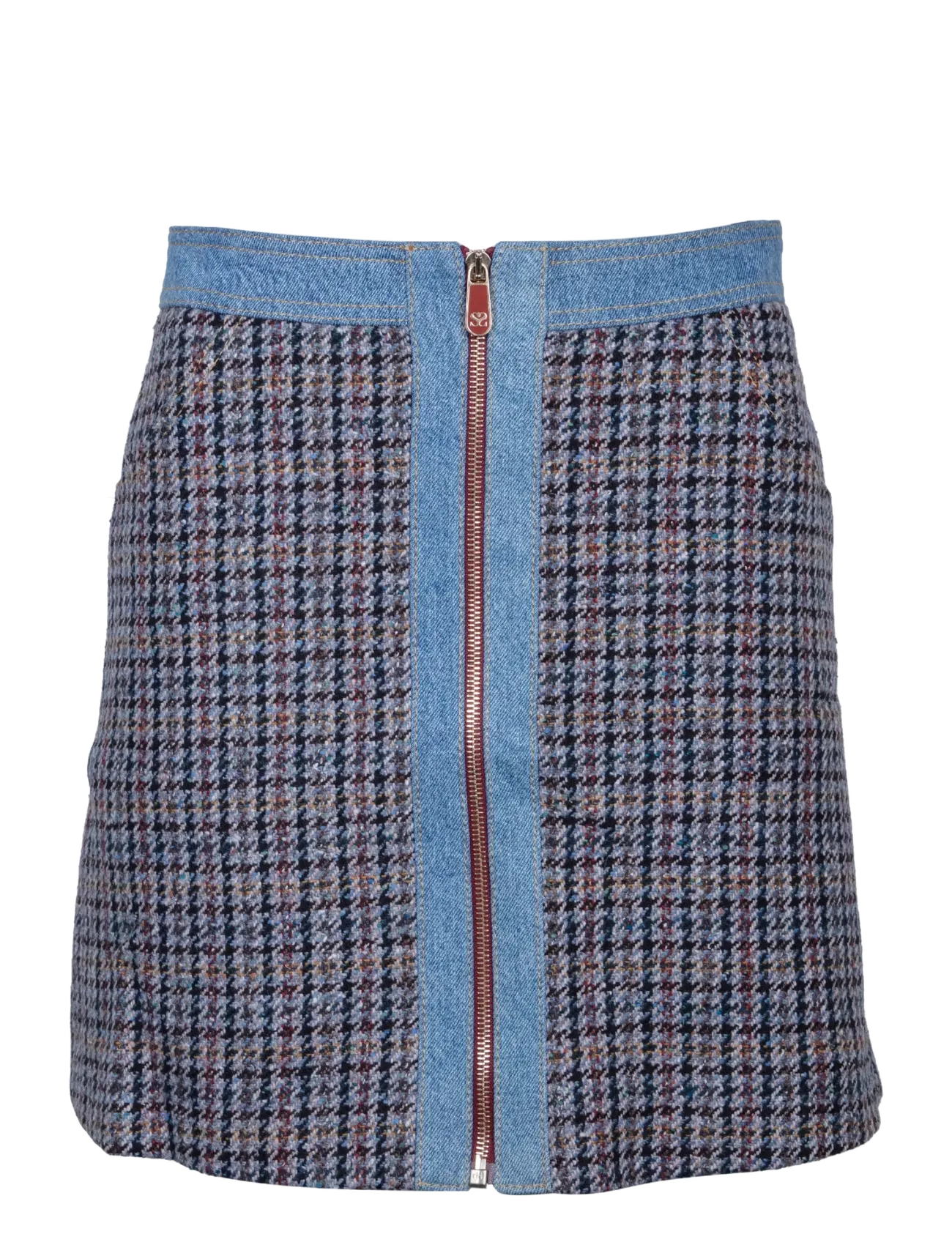 Sandro Short Tweed And Denim Skirt, 38, Röcke, Mehrfarbig/gemustert - Frauen