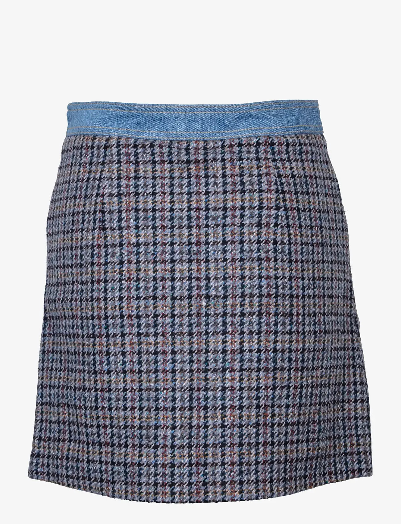 Sandro - Short tweed and denim skirt - denimnederdele - multicolored - 1