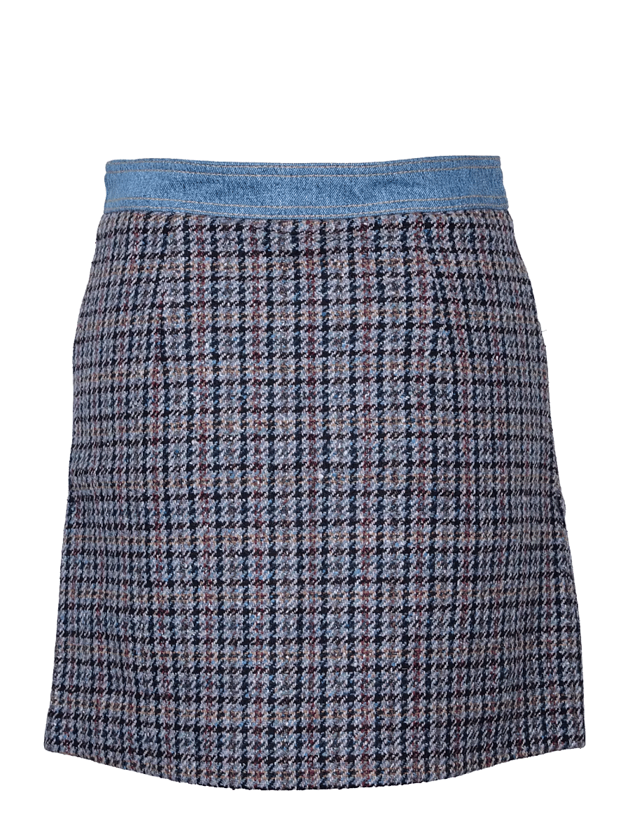 Sandro - Short tweed and denim skirt - džinsiniai sijonai - multicolored - 1
