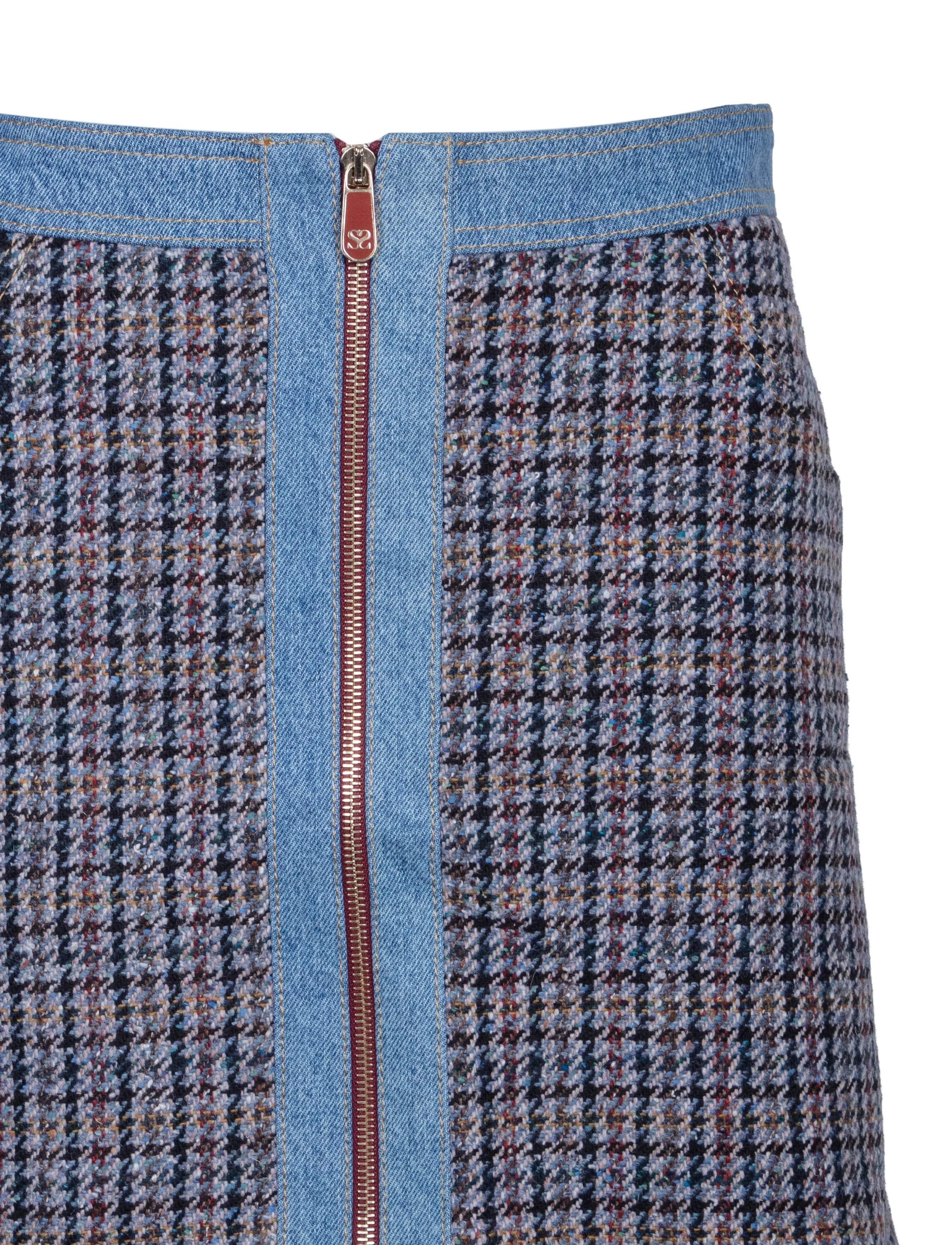 Sandro - Short tweed and denim skirt - džinsiniai sijonai - multicolored - 2