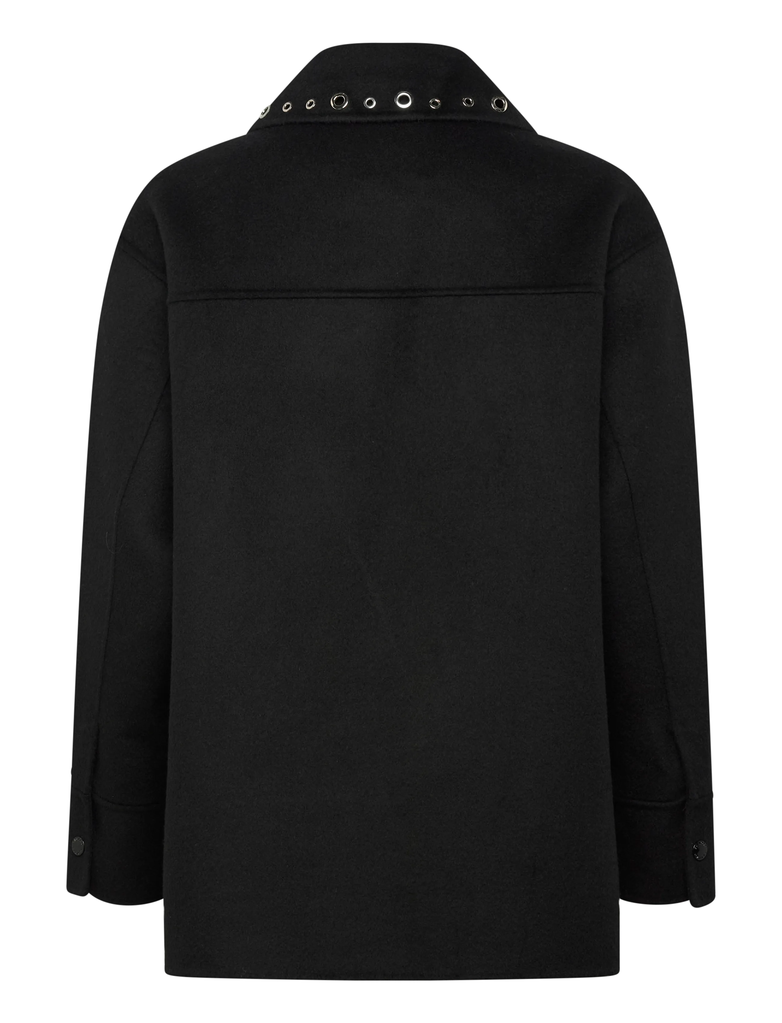 Sandro - Wool coat embellished with eyelets - vestes d'hiver - black - 1