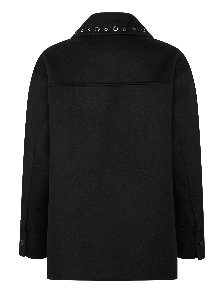 Sandro - Wool coat embellished with eyelets - winterjacken - black - 2