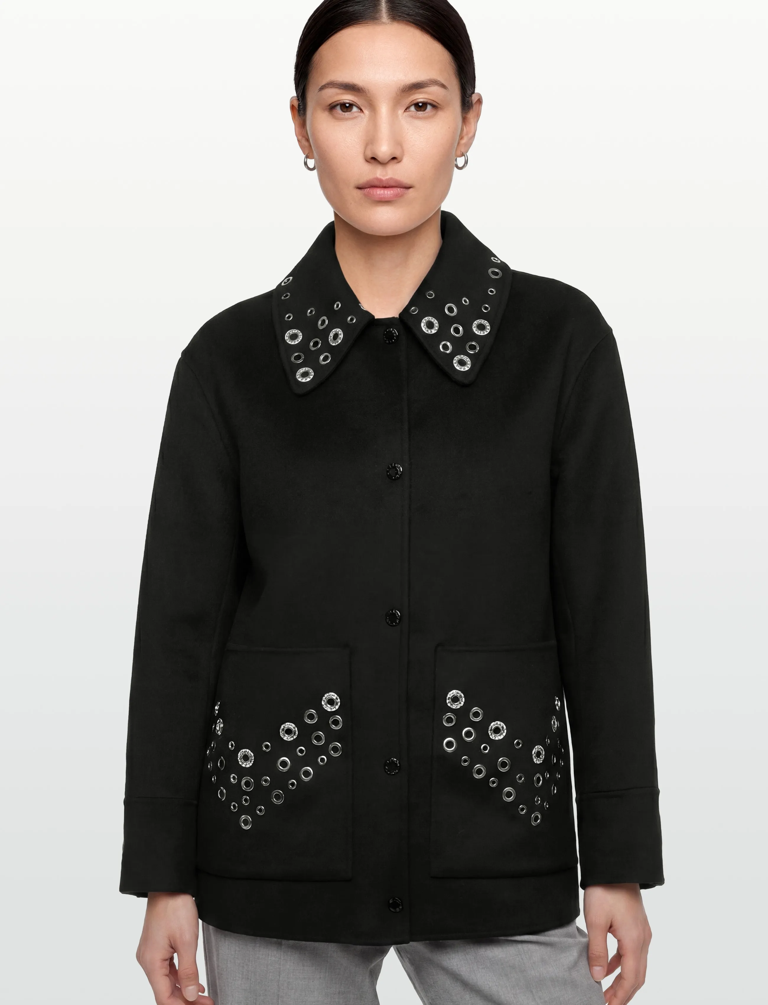 Wool Coat Embellished With Eyelets 2