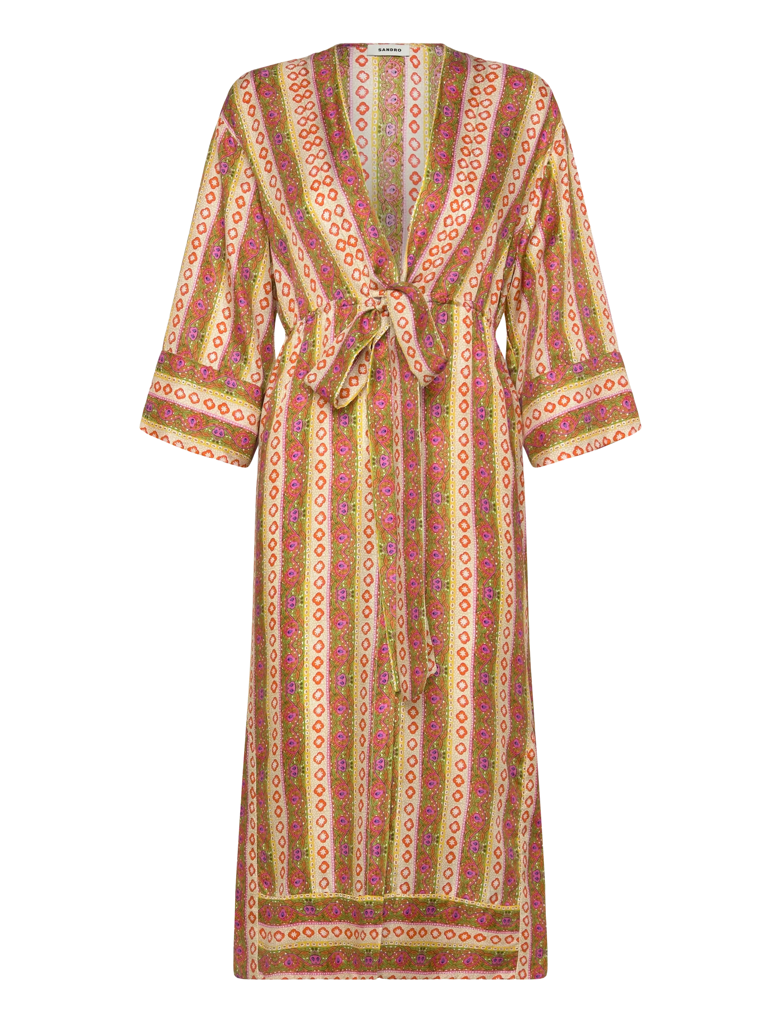 Sandro Caftan Dress Flower Stripes, 40, Dresses, Mehrfarbig/gemustert - Maxi Dress, Frauen