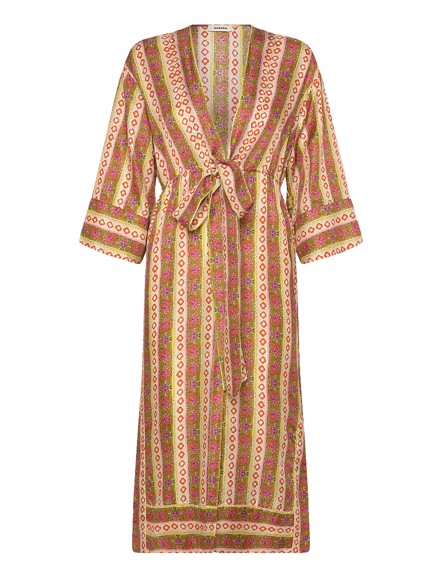 Sandro - Caftan Dress Flower Stripes - zomerjurken - green/orange - 0