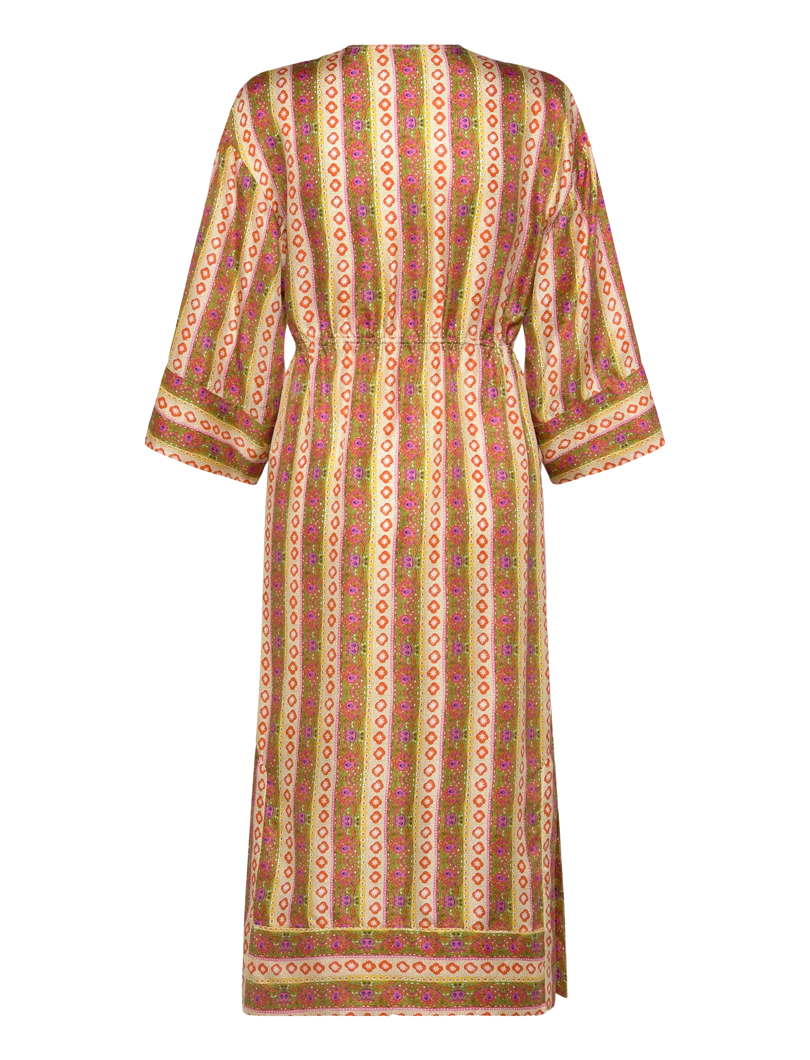 Sandro - Caftan Dress Flower Stripes - sommerkleider - green/orange - 1