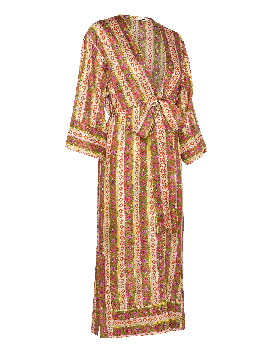 Sandro - Caftan Dress Flower Stripes - zomerjurken - green/orange - 3