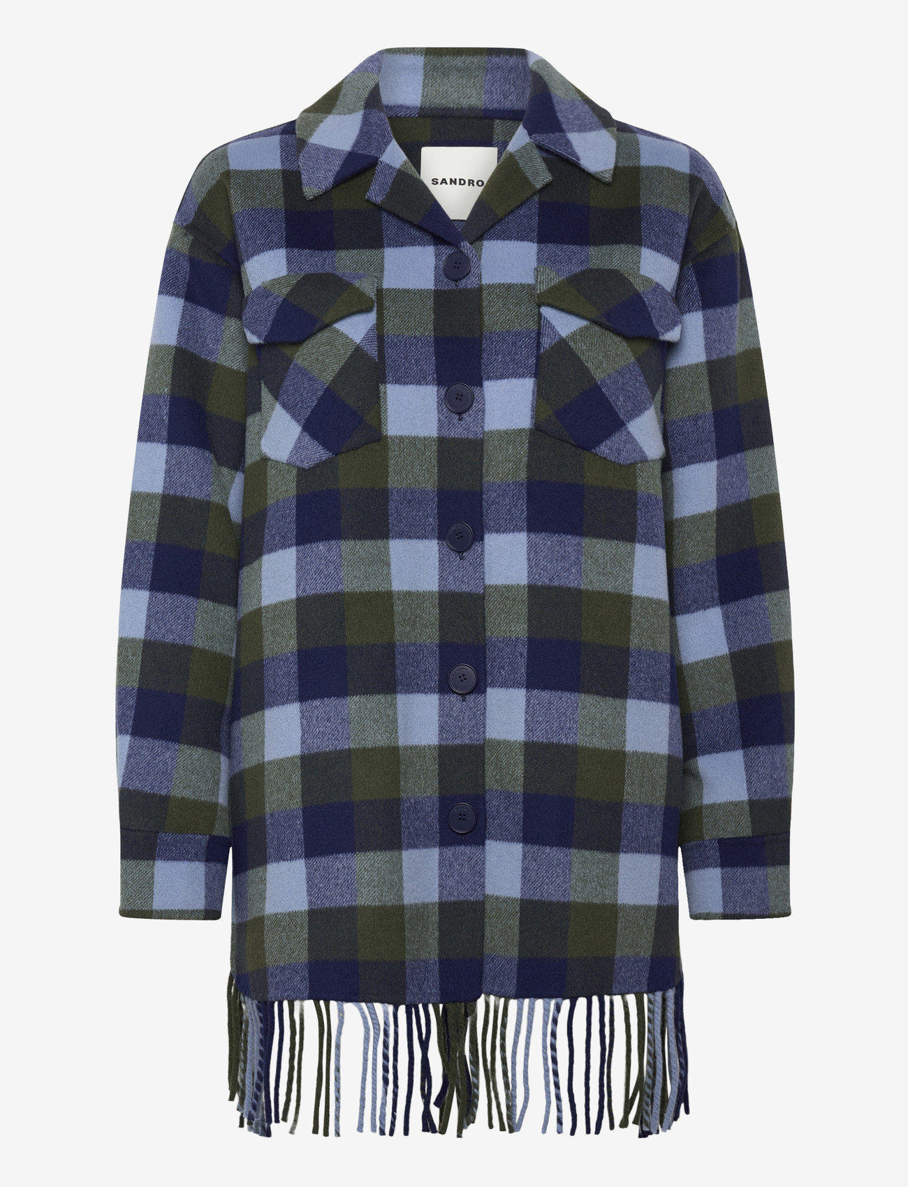 Sandro - Plaid Coat - winterjacken - blue jean - 0