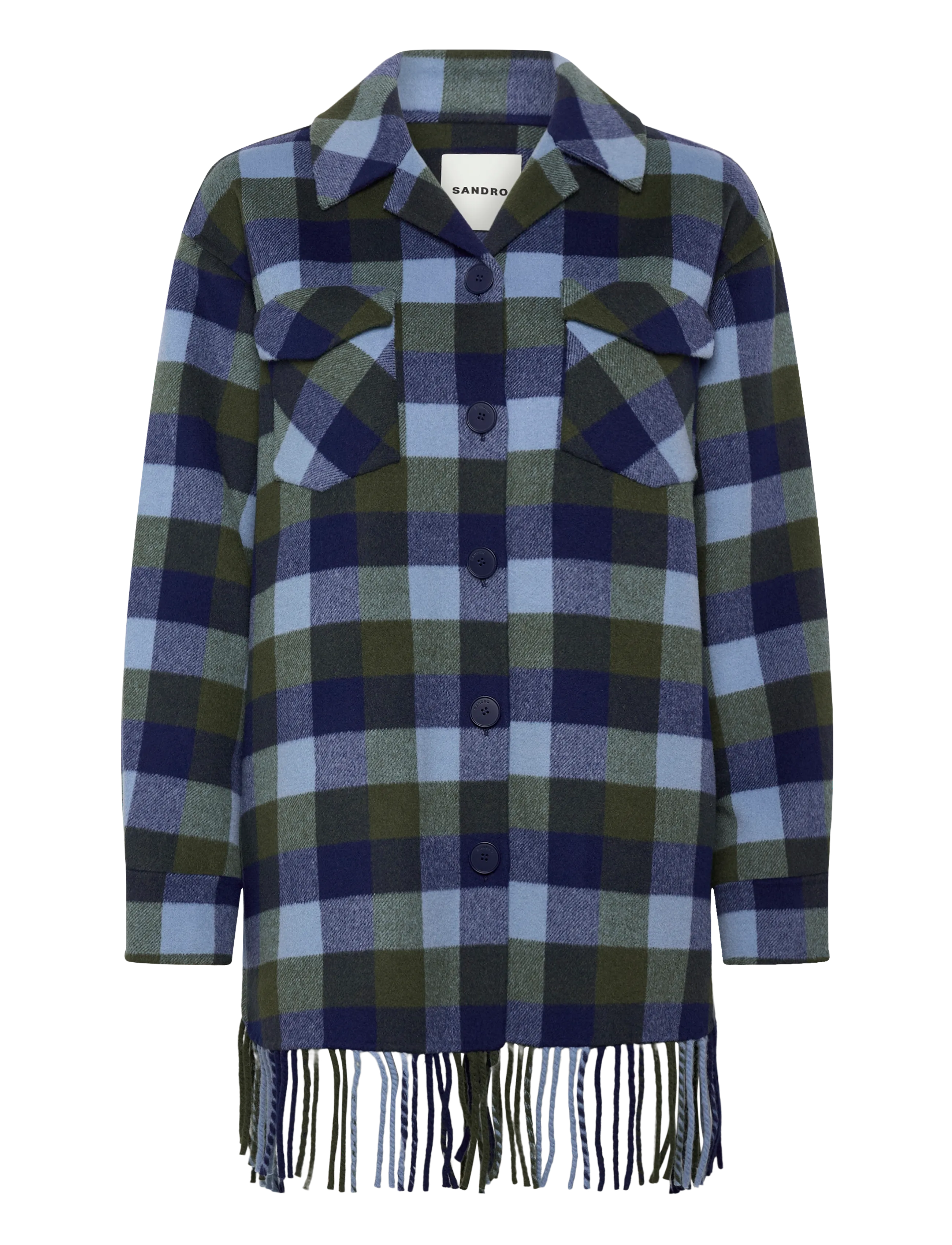 Sandro Plaid Coat - Vestes & Manteaux - BLUE JEAN / blue