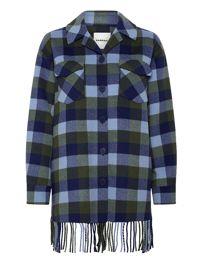 Sandro - Plaid Coat - winterjacken - blue jean - 0