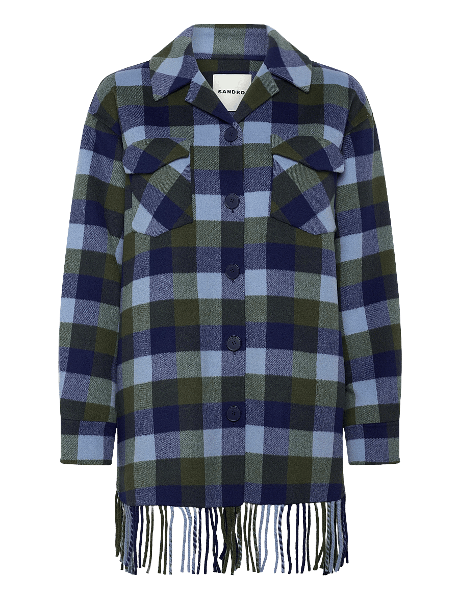 Sandro - Plaid Coat - winterjacken - blue jean - 1