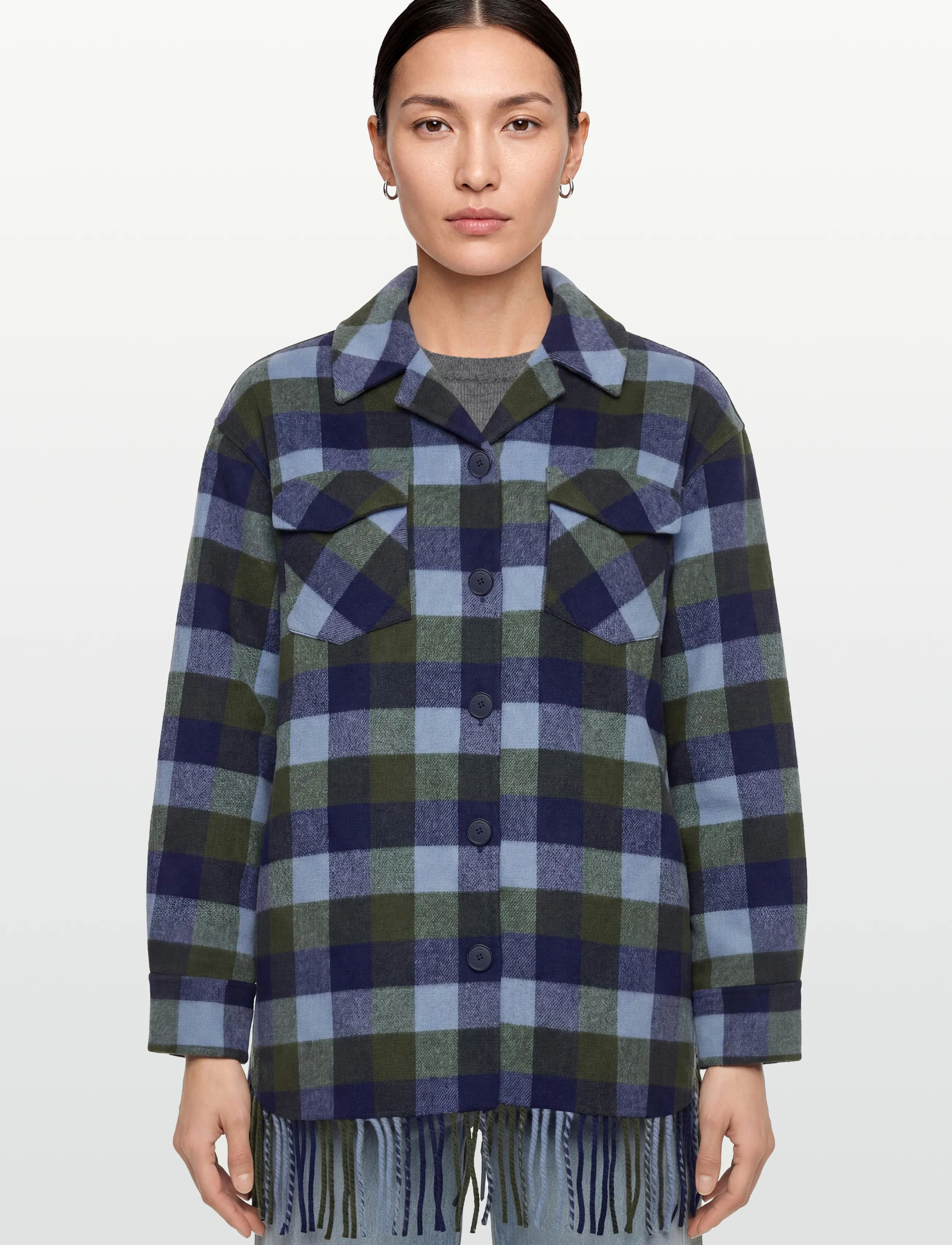 Sandro - Plaid Coat - Üleriided - blue jean - 5