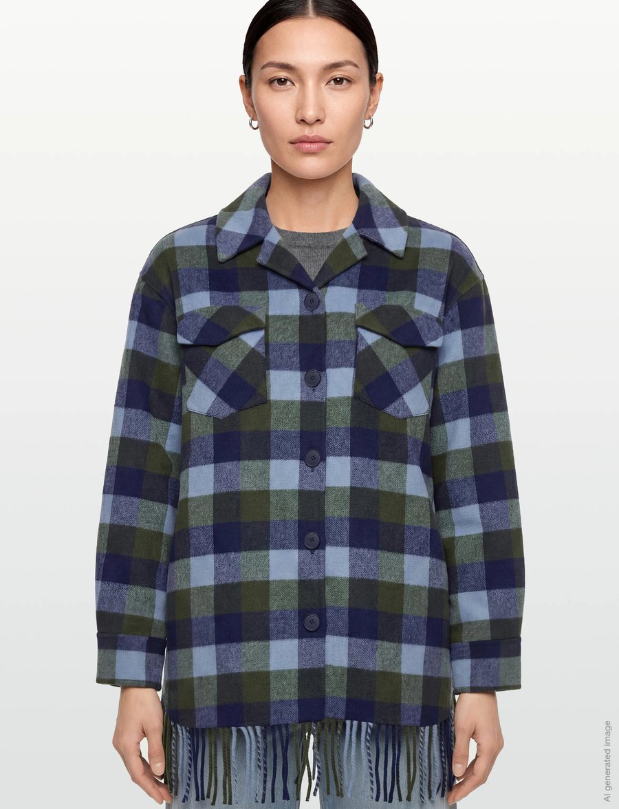 Sandro - Plaid Coat - winterjacken - blue jean - 5