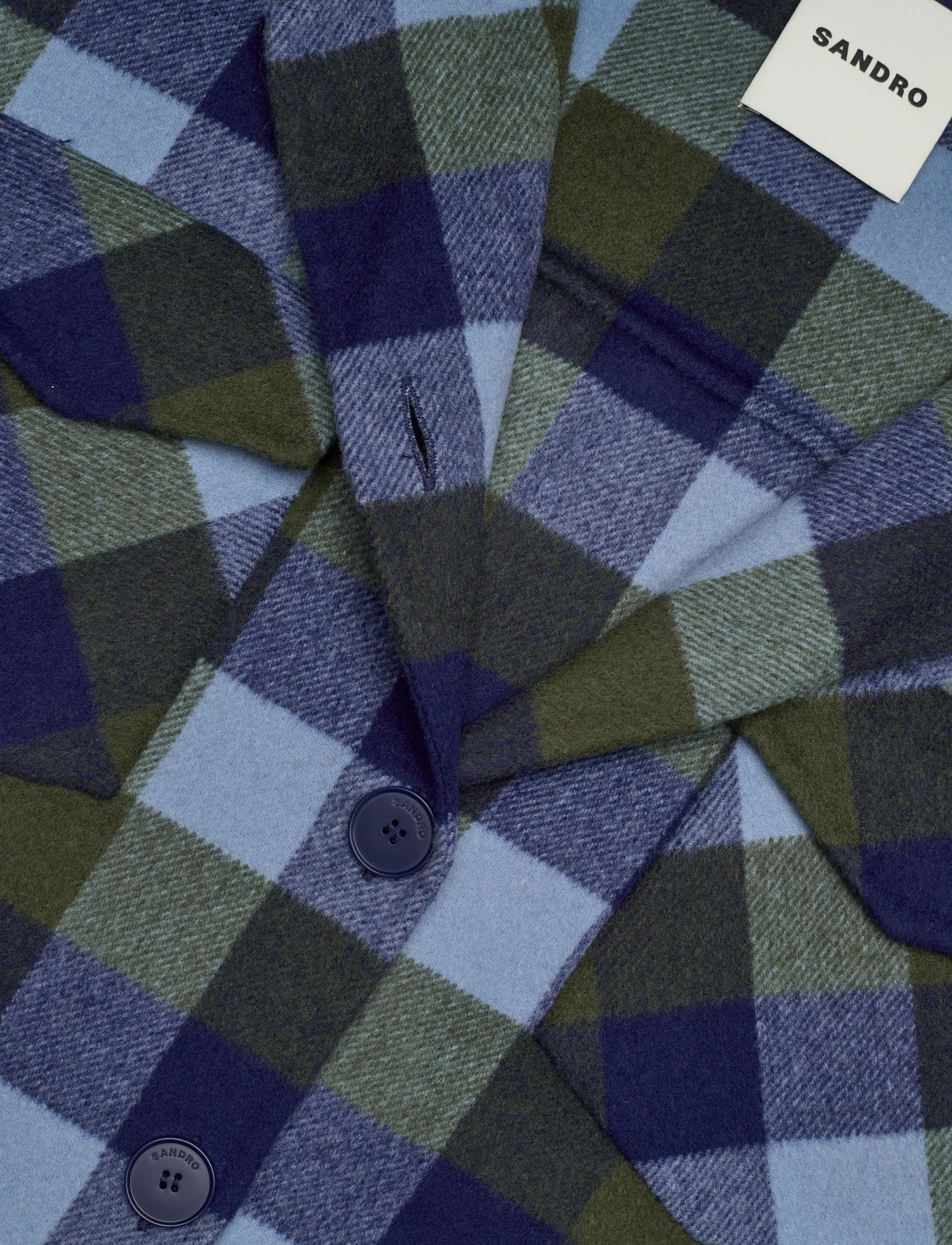 Sandro - Plaid Coat - vinterjakker - blue jean - 2