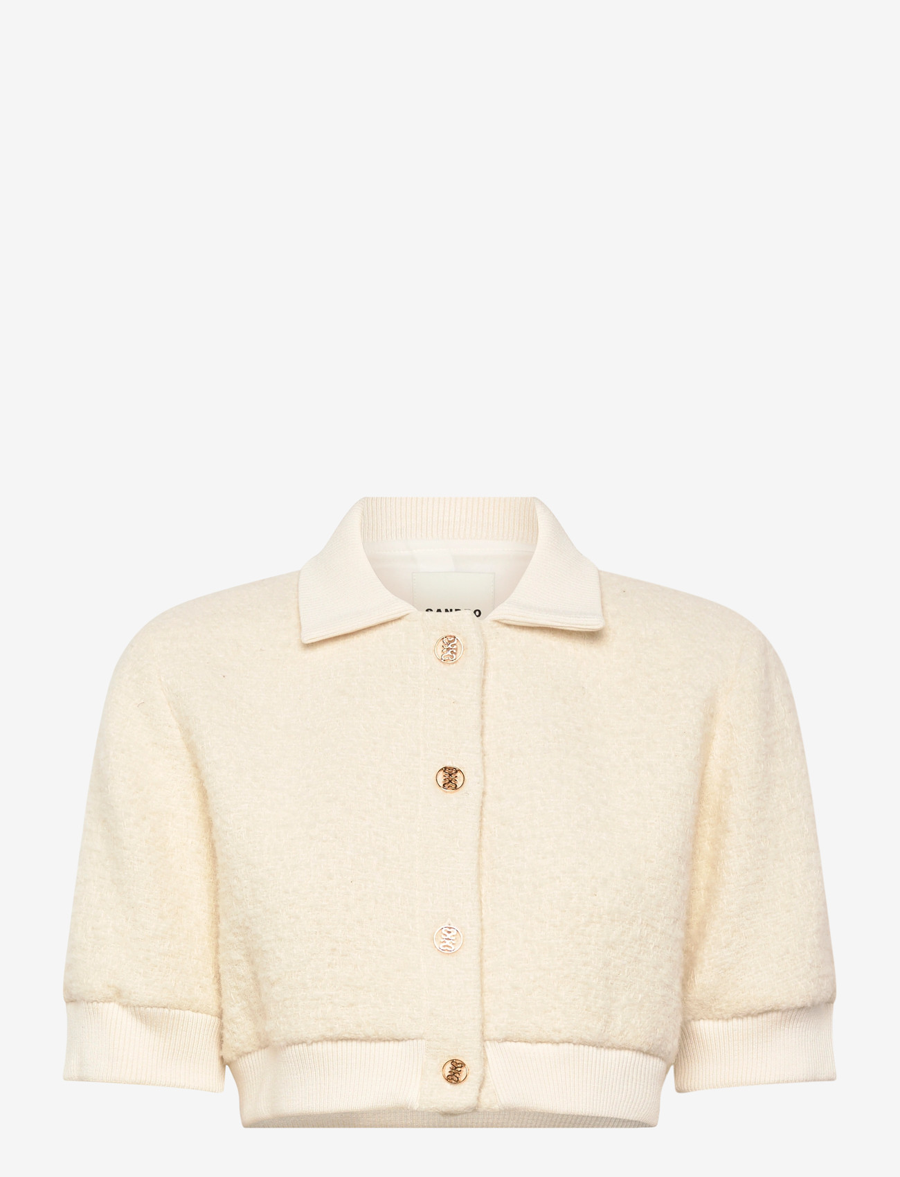 Sandro - Cropped Tweed Jacket - wolljacken - ecru - 0