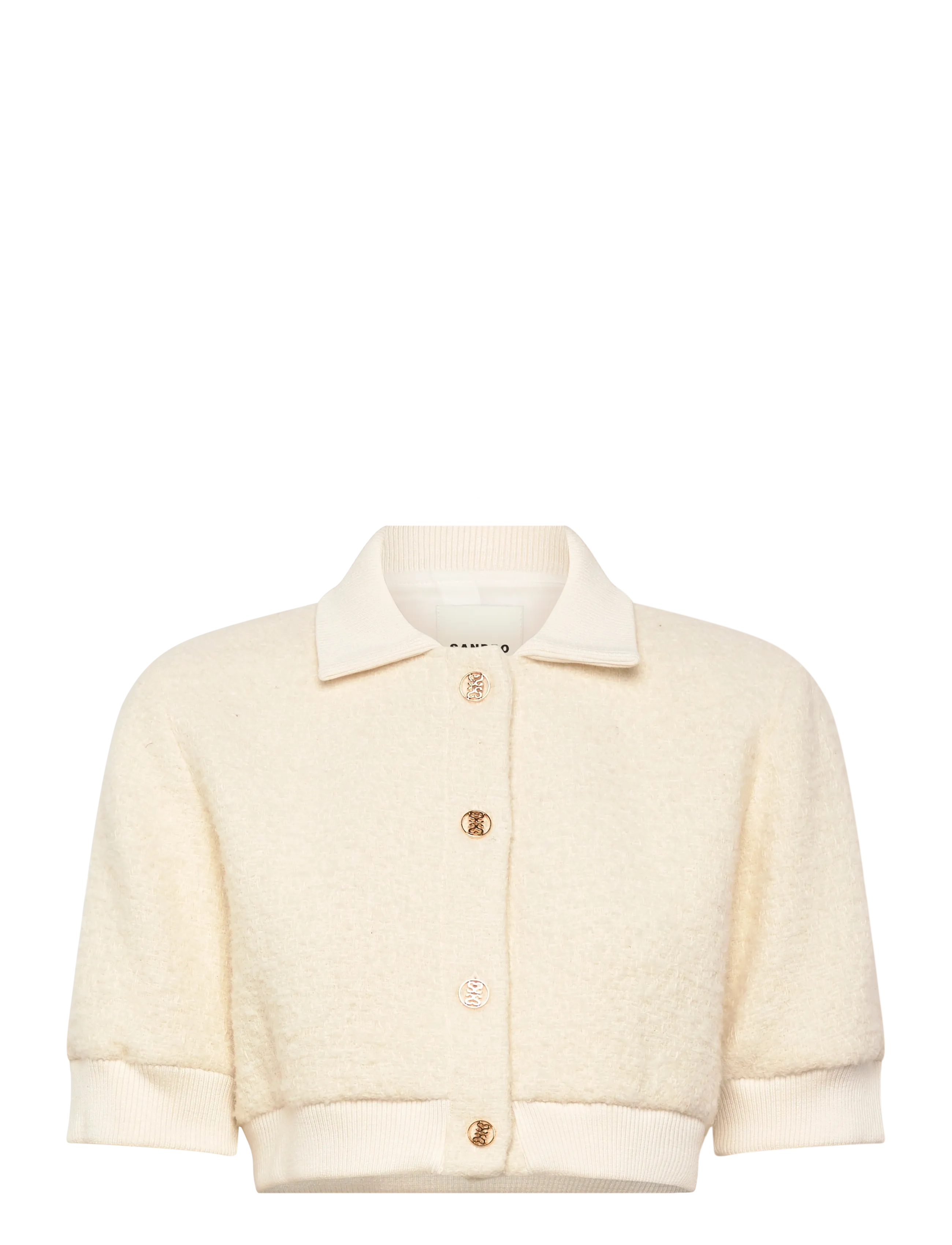 Sandro Cropped Tweed Jacket - Transitional Layering - ECRU / cream
