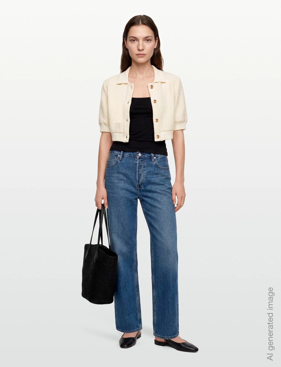 Sandro - Cropped Tweed Jacket - koftor - ecru - 0