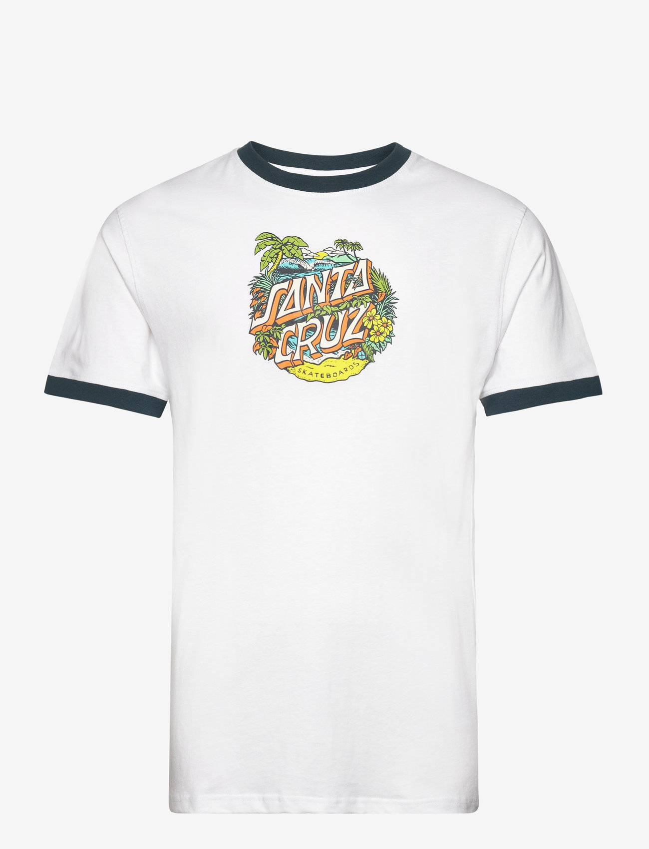 Santa Cruz - Aloha Dot Front Ringer T-Shirt - white - 1