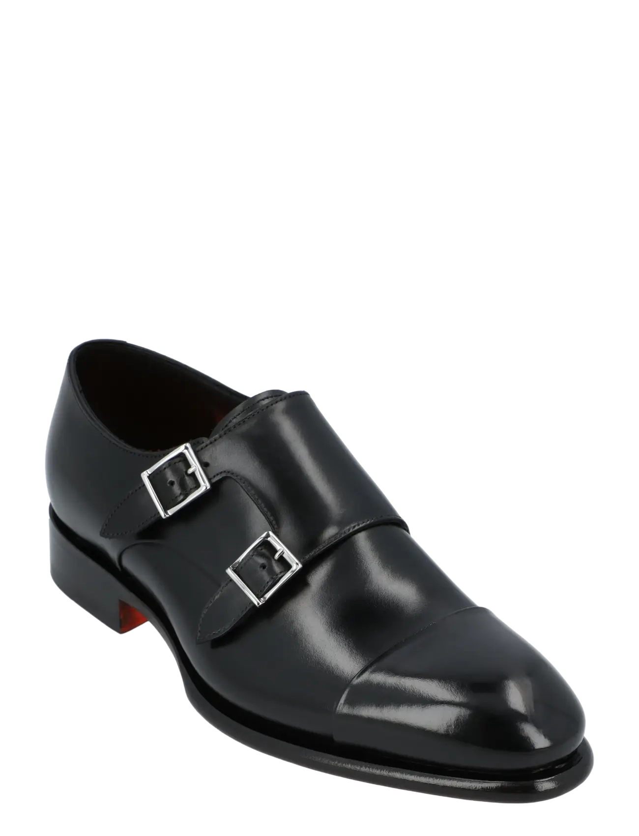 Santoni Men's Polished Leather Double Monk Straps Shoe, 40, Business, Schwarz - Monks, Männerswear