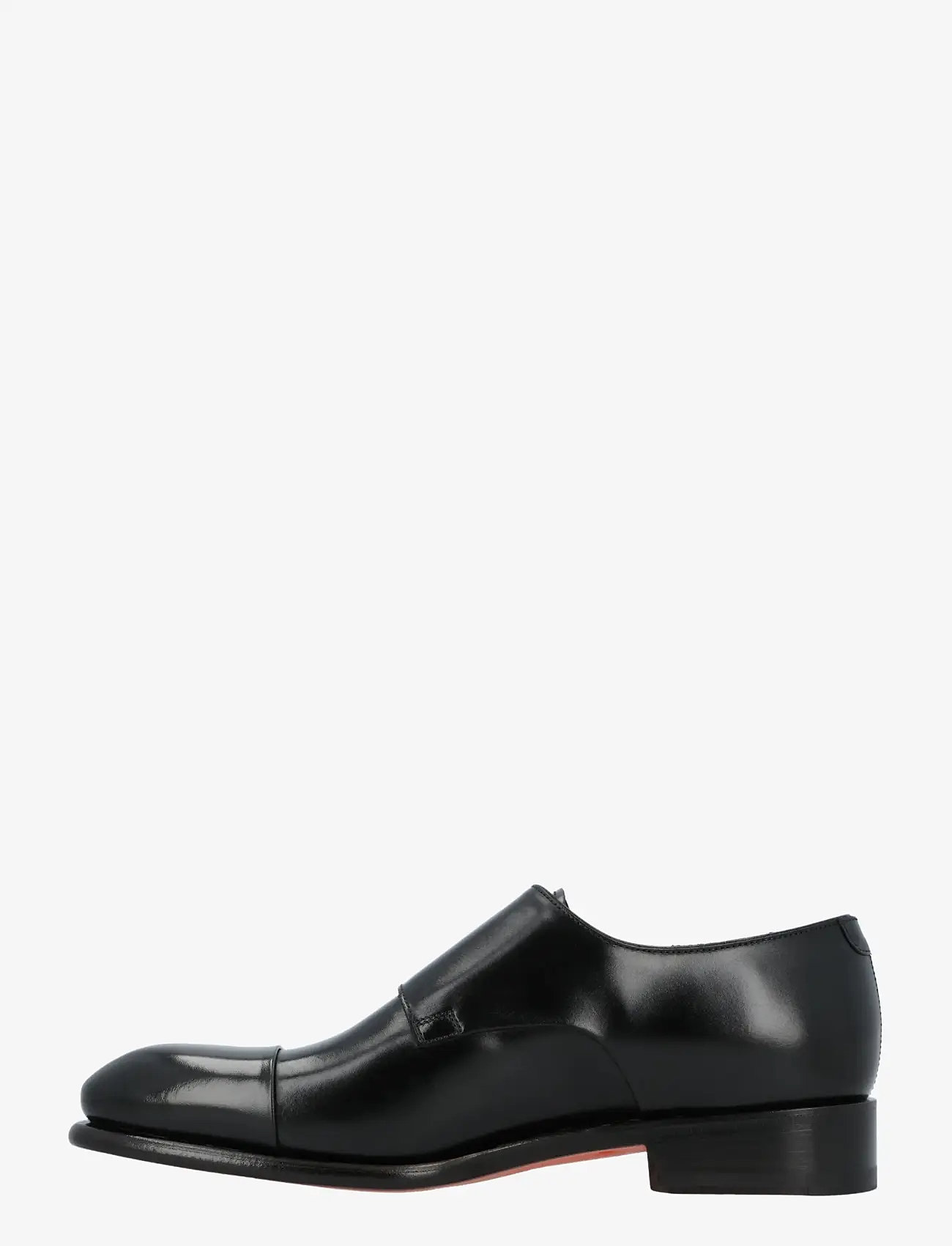 Santoni - Men's polished brown leather double monk straps shoe - monks - black - 1