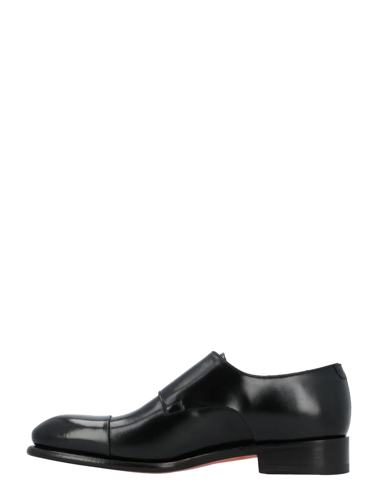 Santoni - Men's polished brown leather double monk straps shoe - monks - black - 1