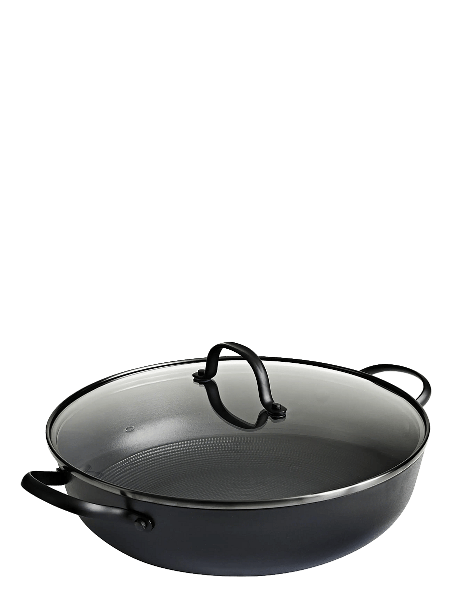 Satake - 30 cm tractor pan in lightweight cast iron Honeycomb ceramic coating - black - 1