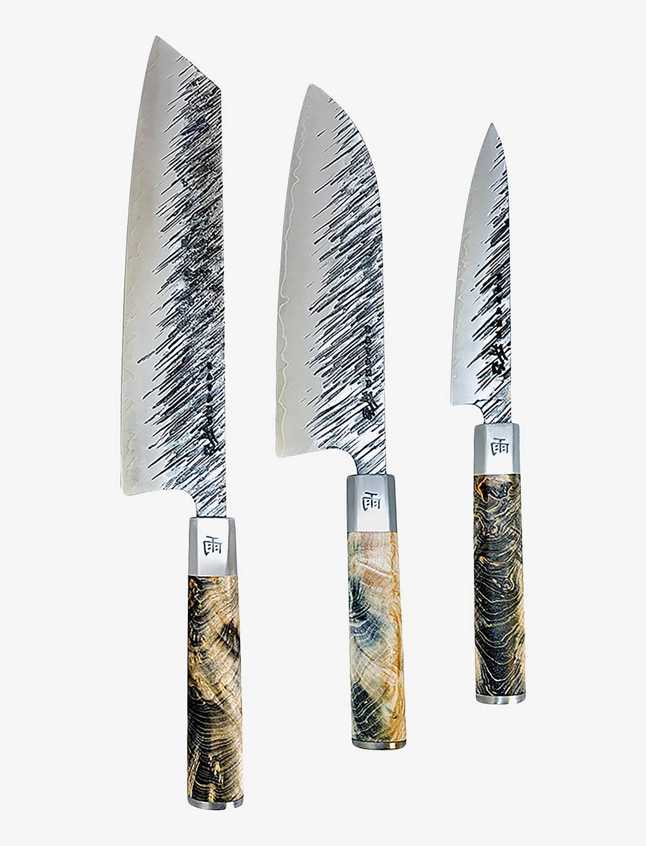 Satake - Satake knife set, Kiritsuke, Santoku and Petty - messensets - steel and multicolored - 0