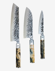 Satake knife set, Kiritsuke, Santoku and Petty - STEEL AND MULTICOLORED
