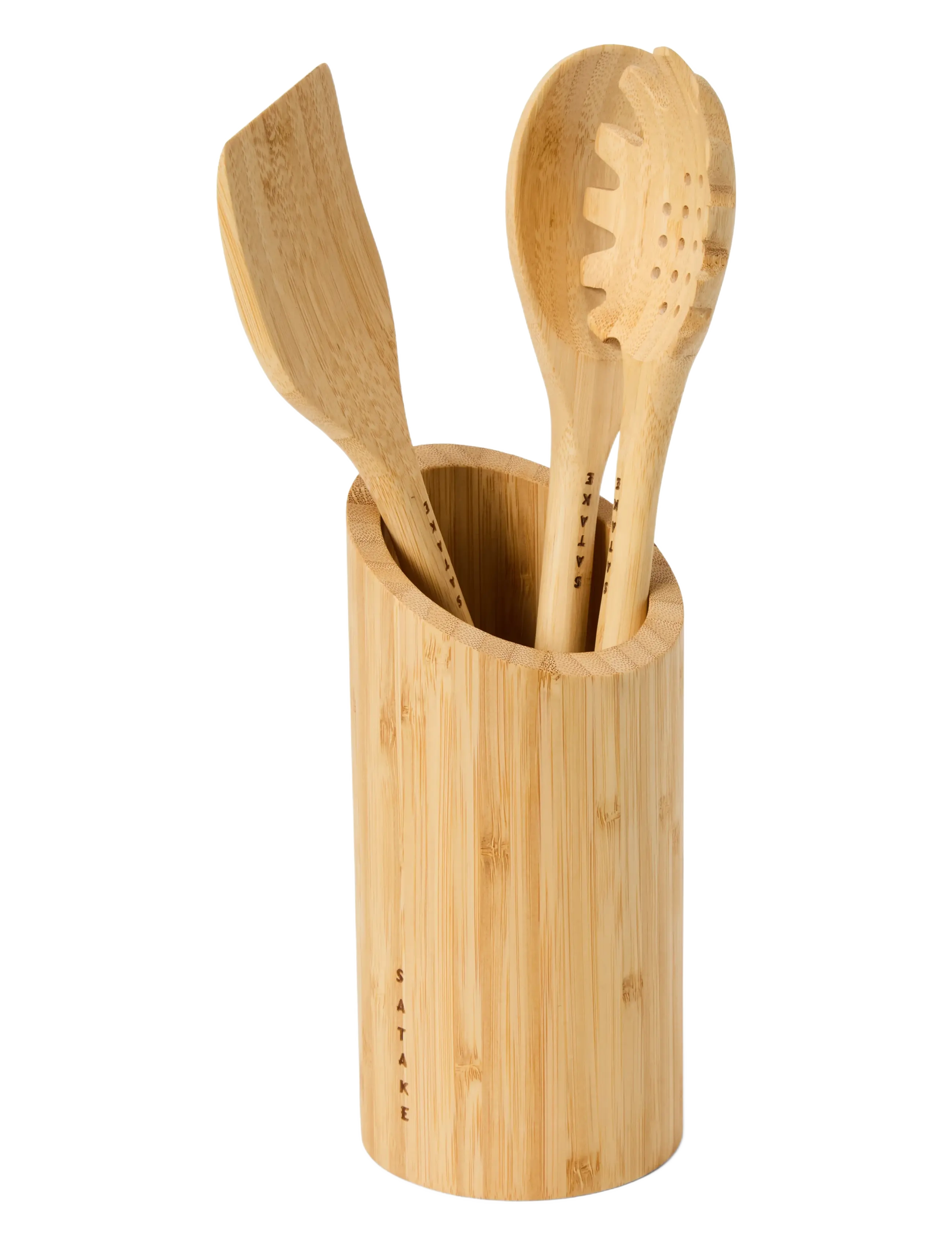 Satake Utensils 3pcs & Utensil Rack Bamboo - Küche - BROWN / natural