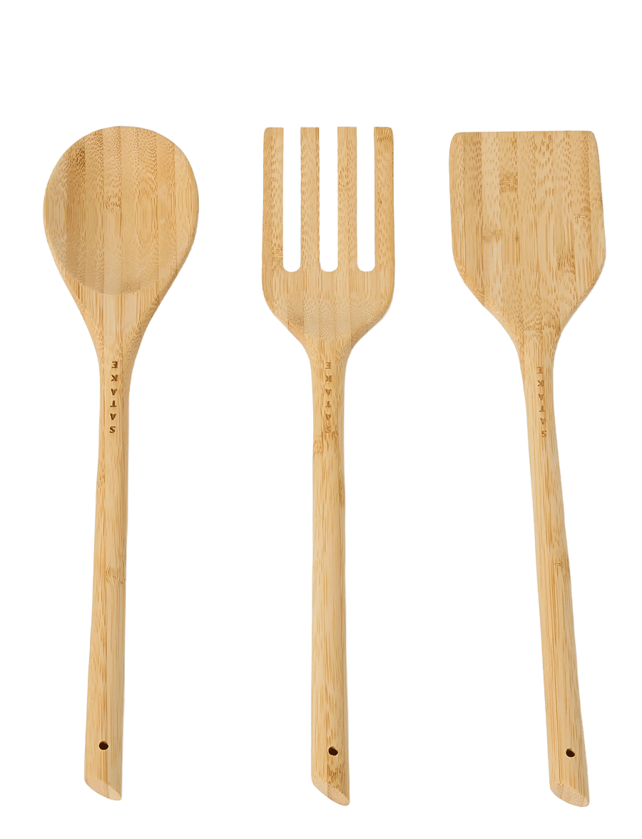 Satake - Utensil set 3 pcs Bamboo - Šaukštai, semtuvėliai ir samčiai - brown - 1