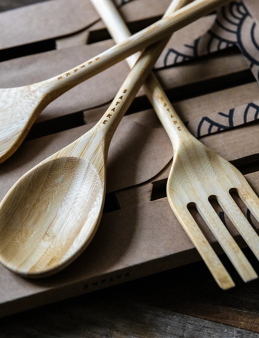 Satake - Utensil set 3 pcs Bamboo - Šaukštai, semtuvėliai ir samčiai - brown - 3