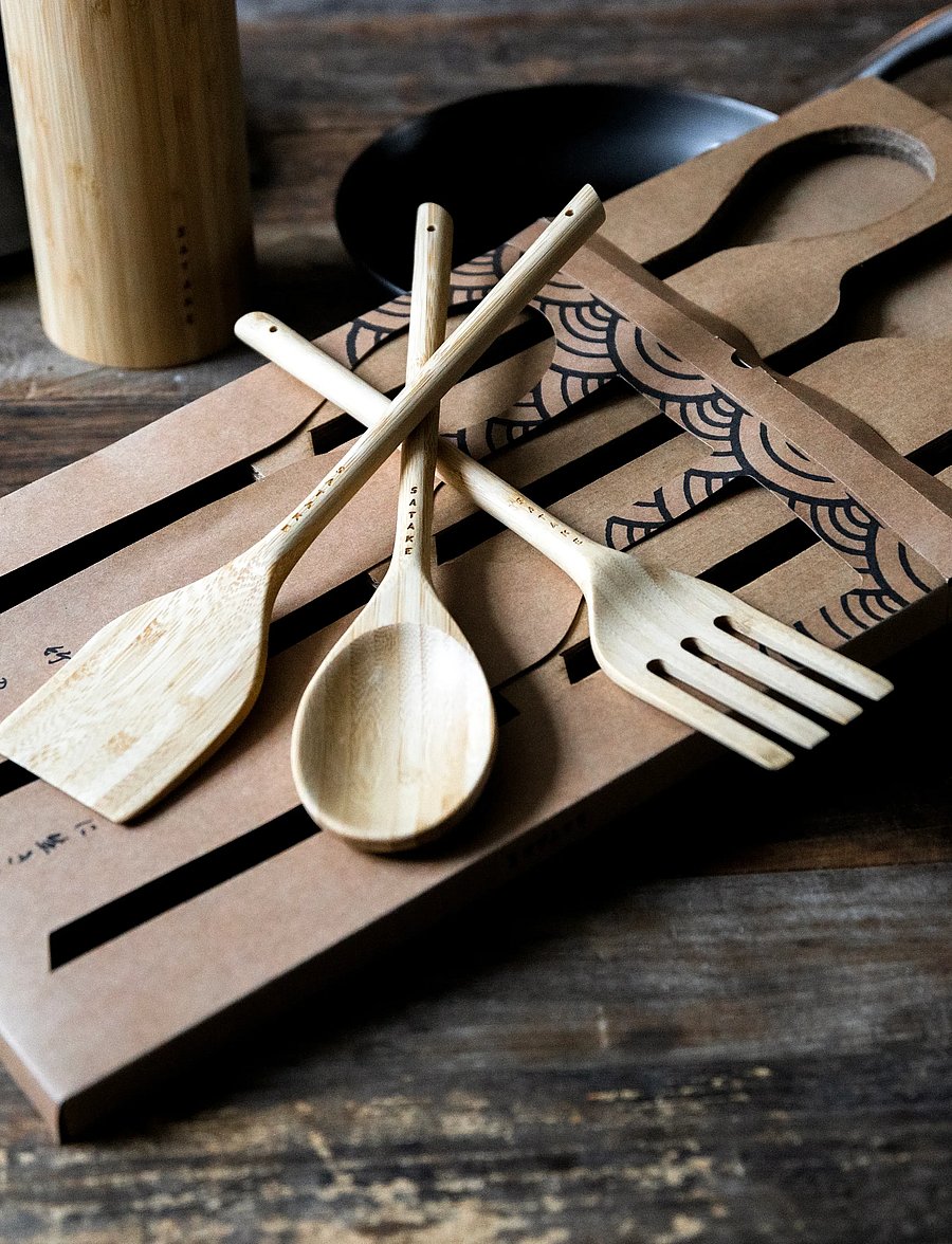 Satake - Utensil set 3 pcs Bamboo - Šaukštai, semtuvėliai ir samčiai - brown - 4