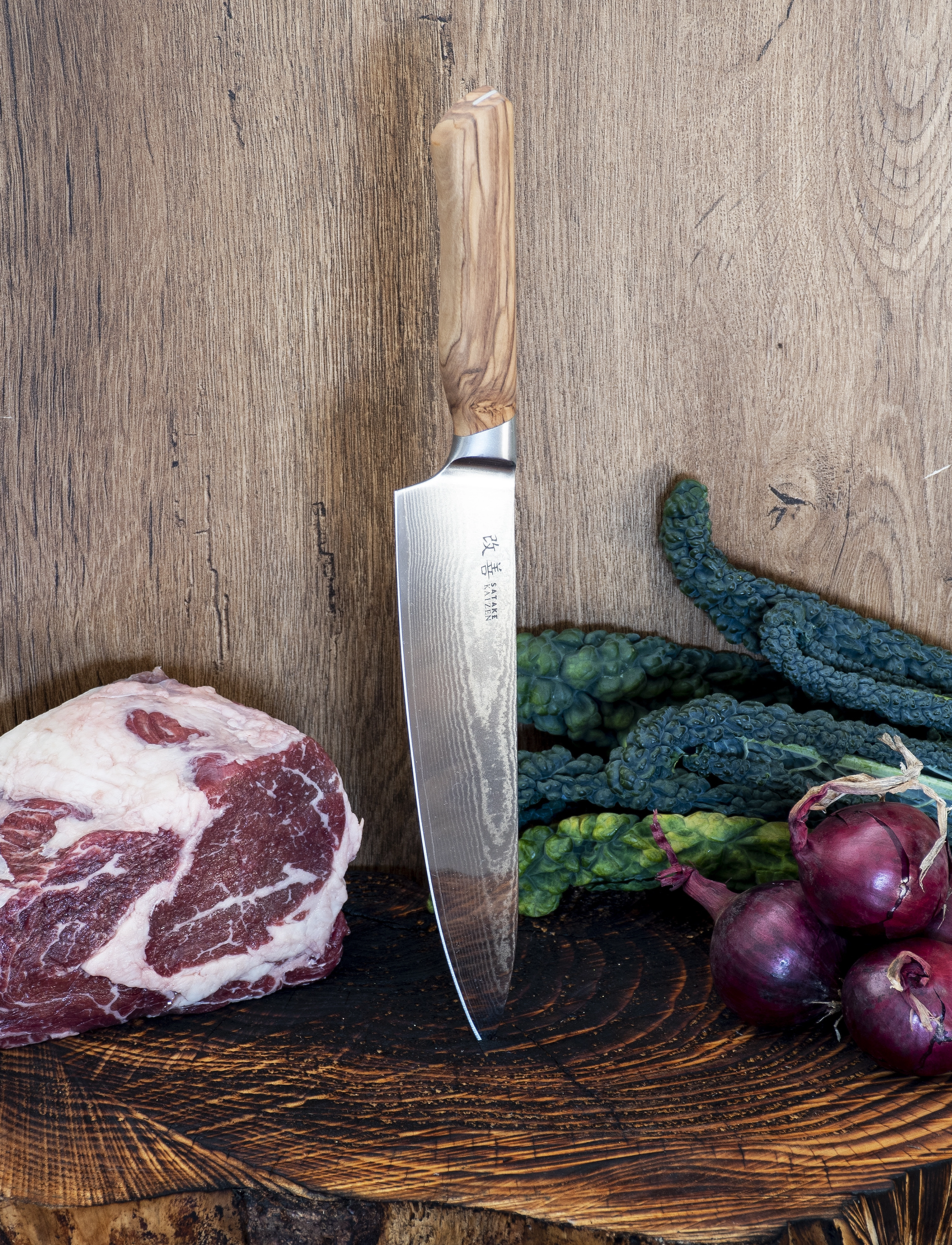 Satake - Kaizen Gyuto Chef's Knife 21cm - olive beige and steel - 1