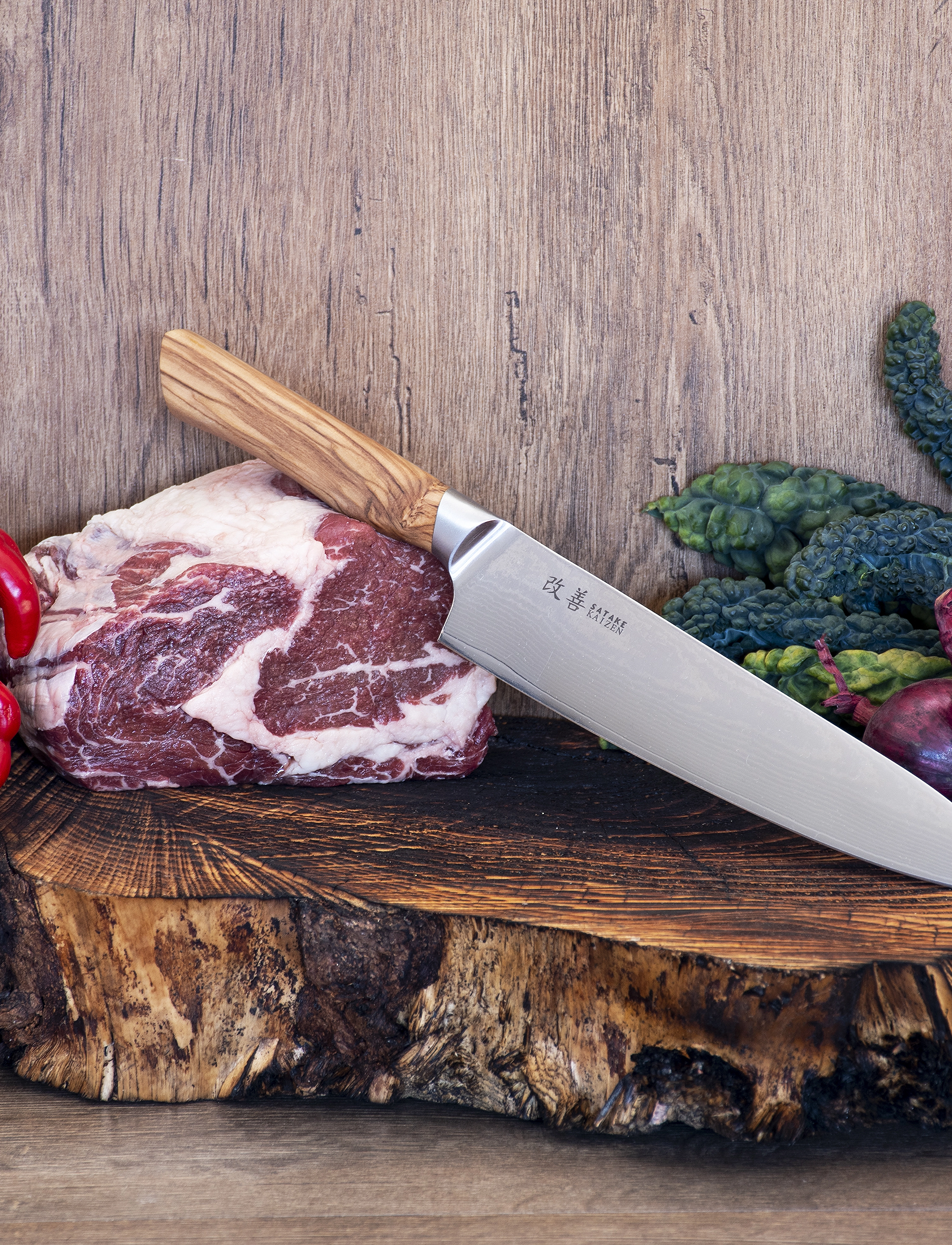 Satake - Kaizen Gyuto Chef's Knife 21cm - olive beige and steel - 2