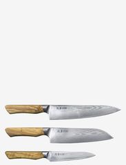 Satake - Kaizen 3-piece Knife Set - nažu komplekti - olive beige and steel - 0