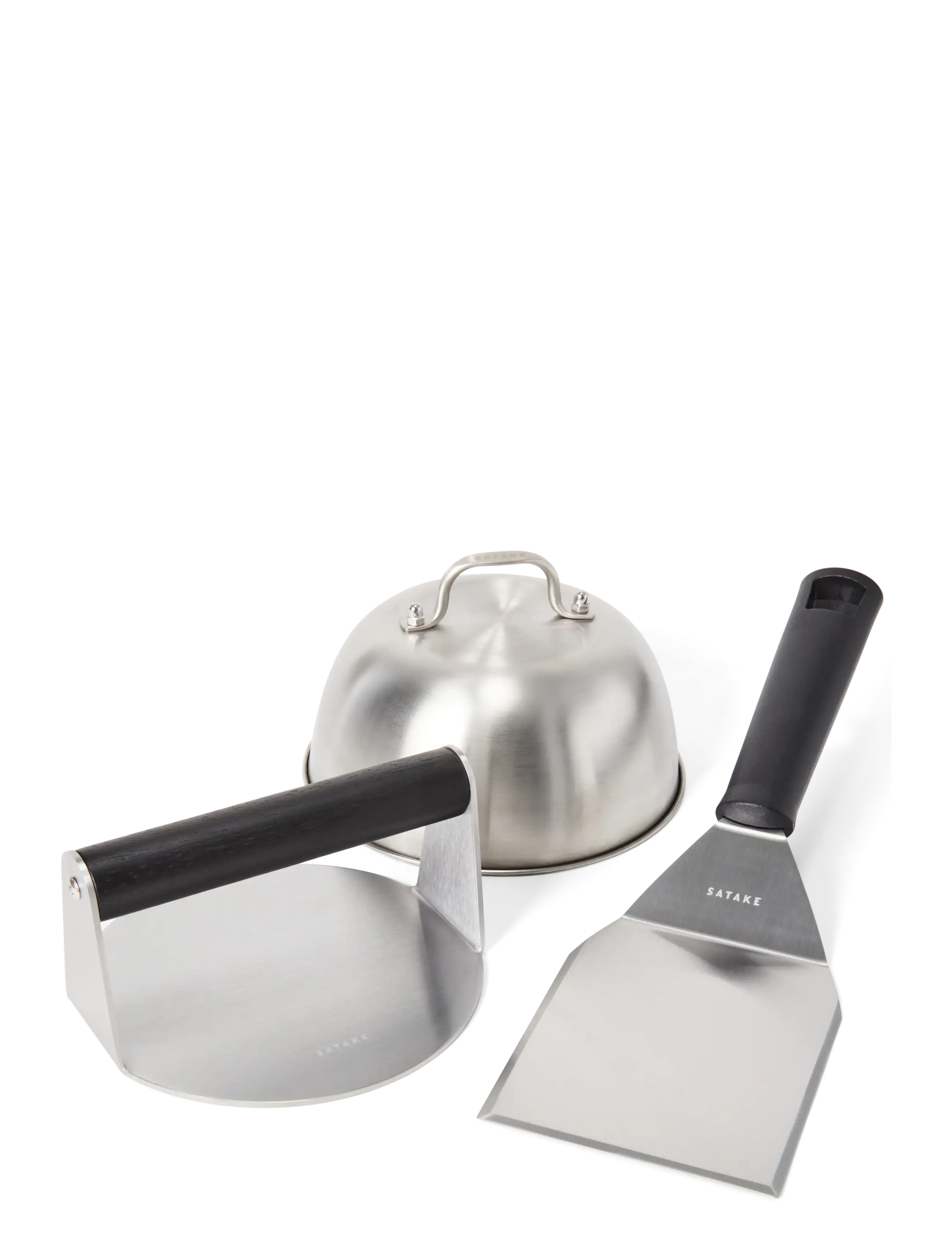 Satake Smash Burger Set Stainless Steel, Black Handle, Grillværktøj, Sølv, Str: H 40CM