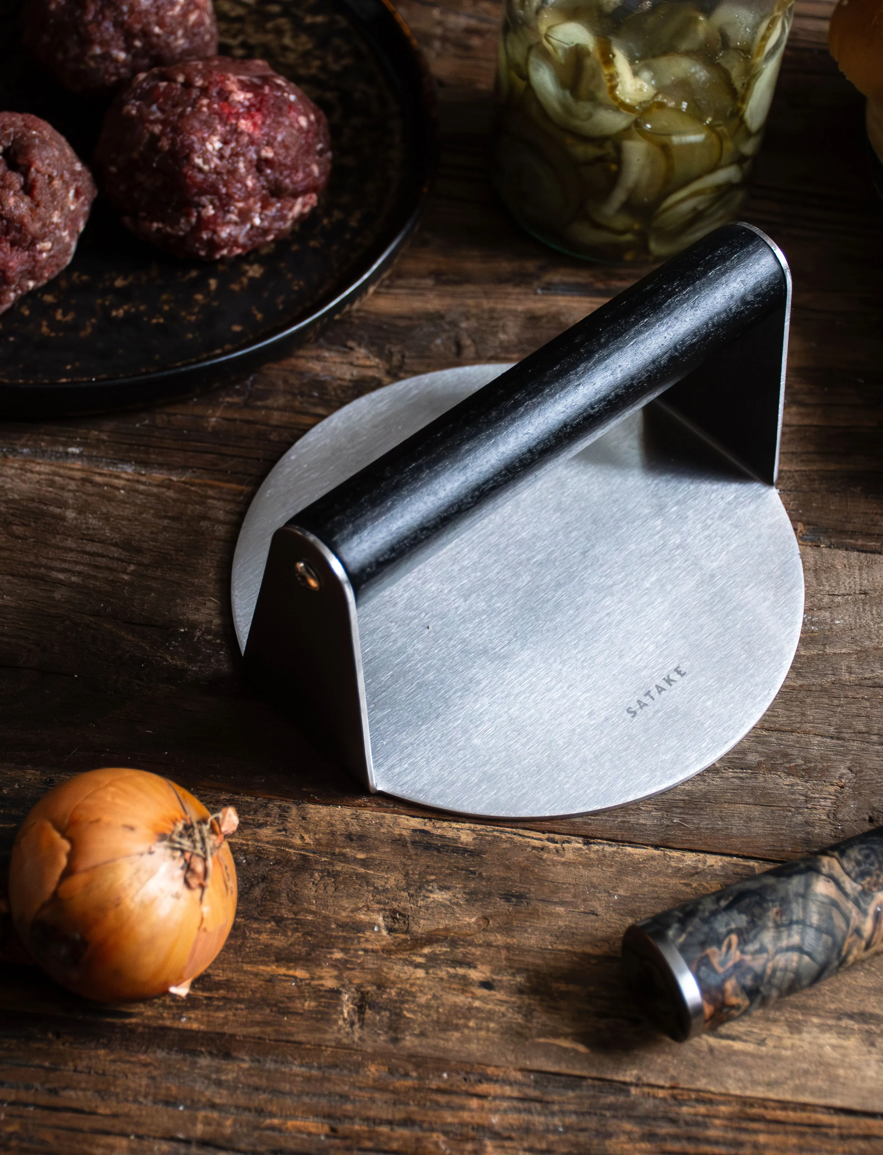 Satake - Smash burger Set Stainless steel, black handle - köp efter pris - brown/silver - 5