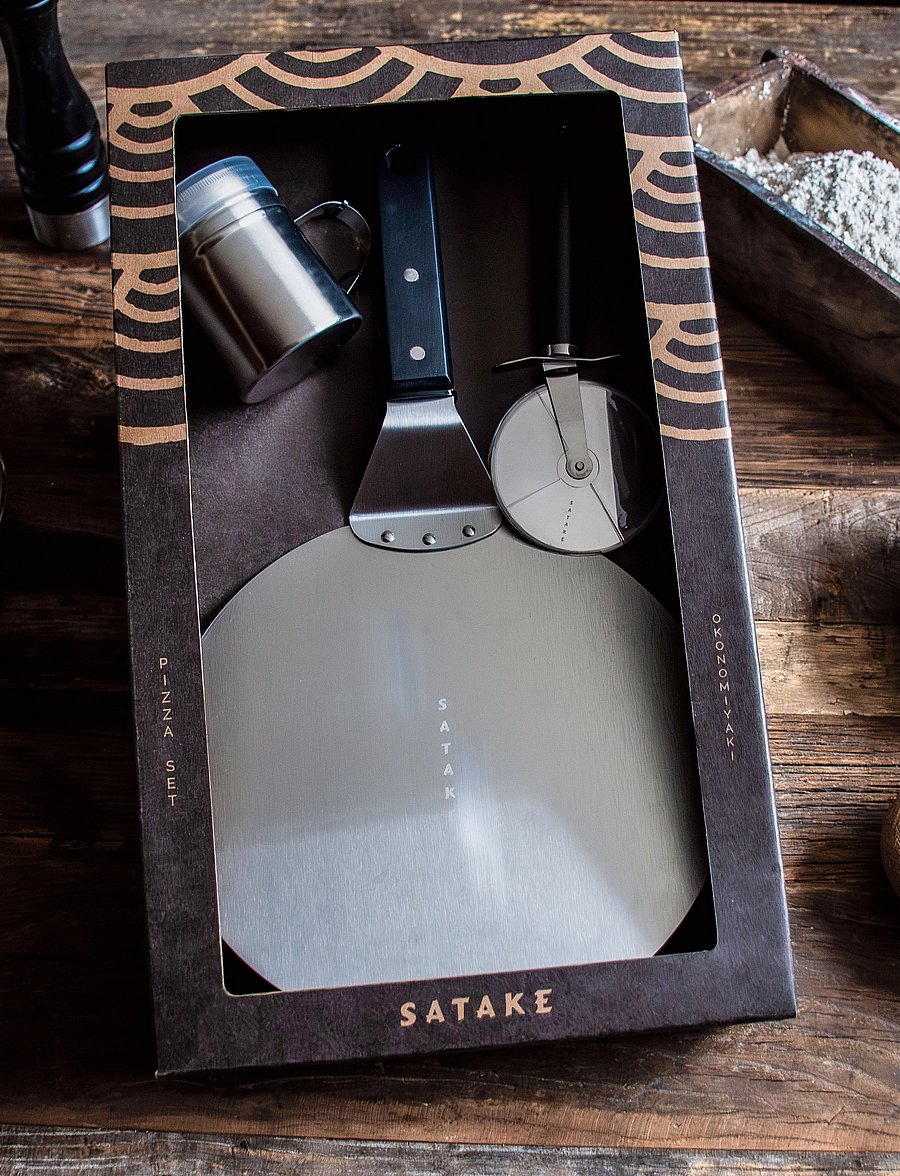Satake - Pizza Set, Stainless steel, black handle - pitsatarbed - brown/silver - 3