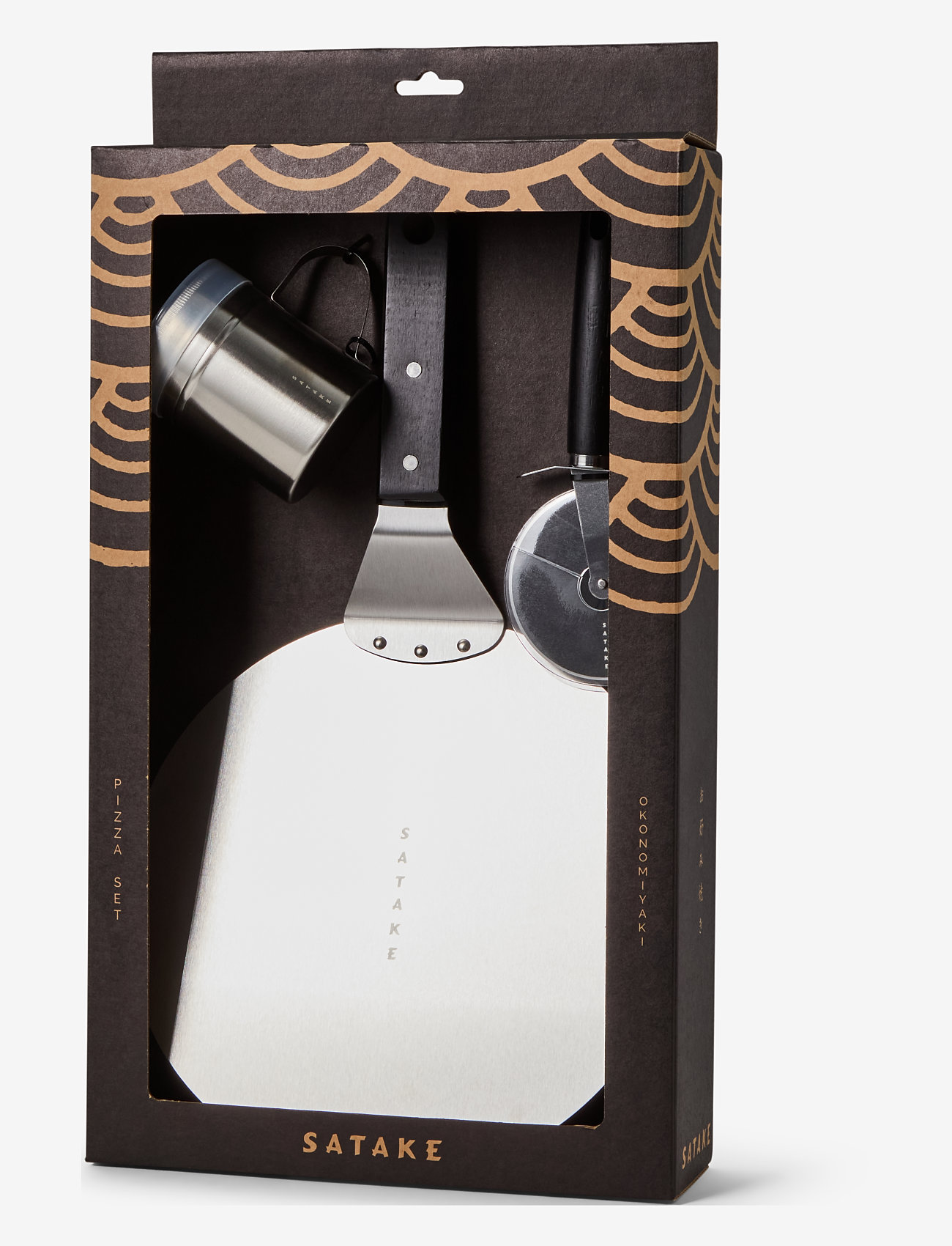 Satake - Pizza Set, Stainless steel, black handle - pitsatarbed - brown/silver - 0