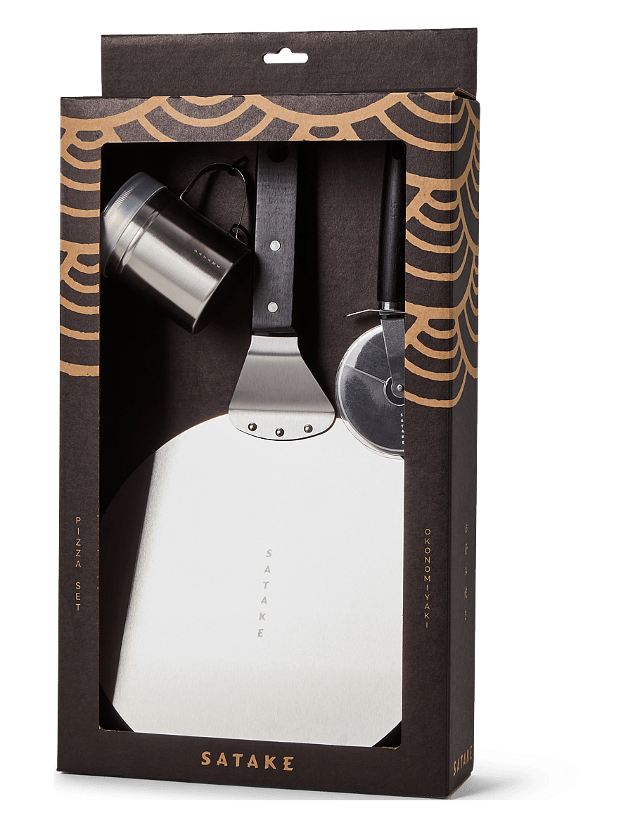 Satake - Pizza Set, Stainless steel, black handle - pitsatarbed - brown/silver - 1