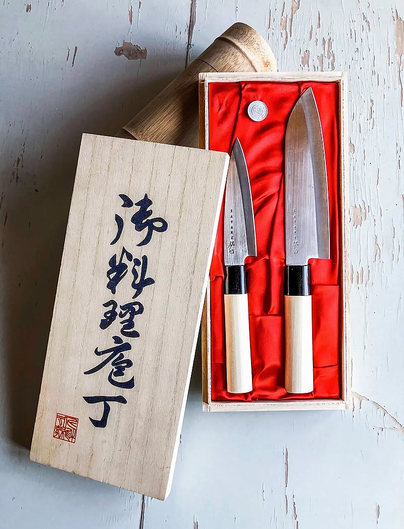 Satake - Houcho 2 Knife Set in Balsa Wood Box - silver - 3