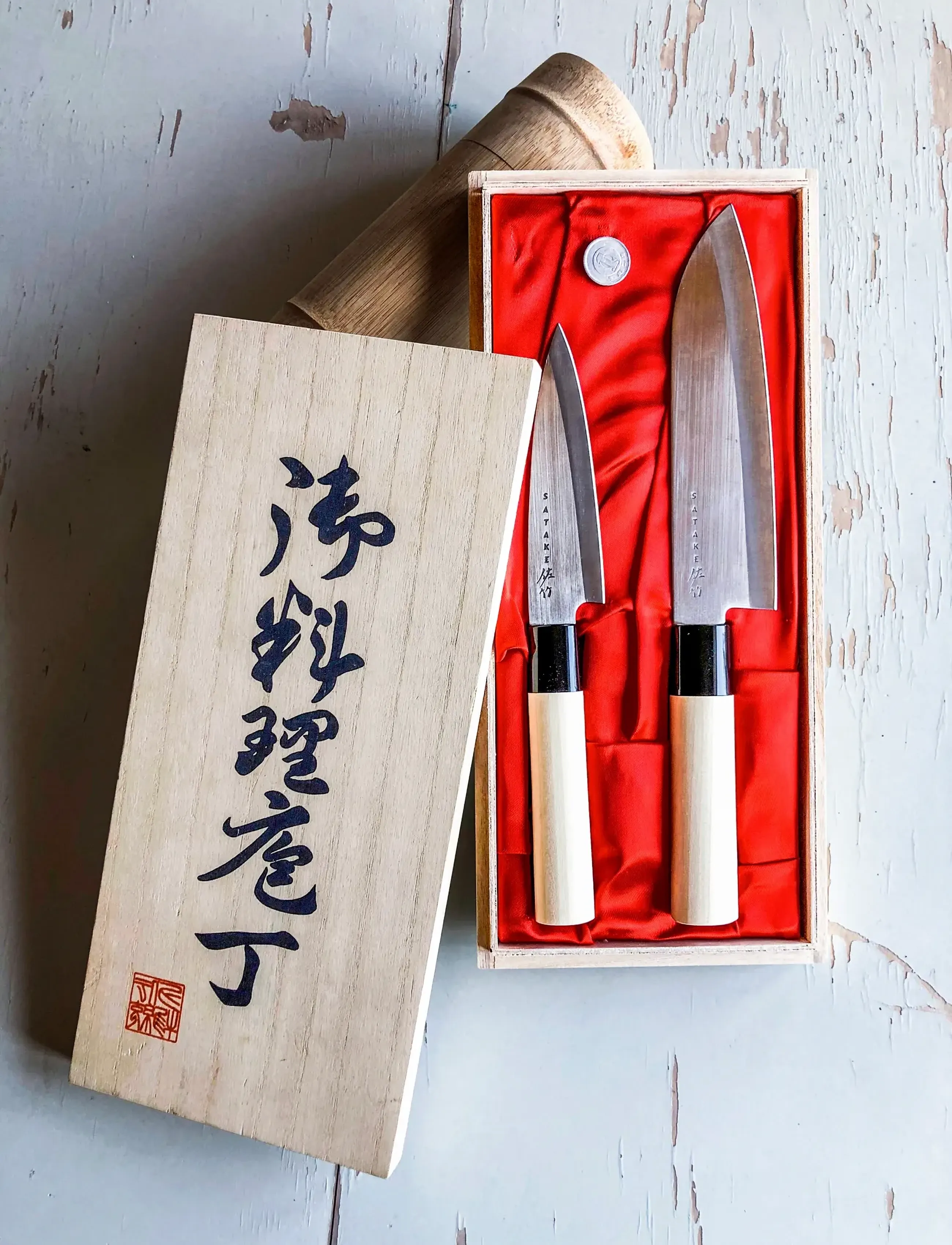 Satake - Houcho 2 Knife Set in Balsa Wood Box - silver - 3
