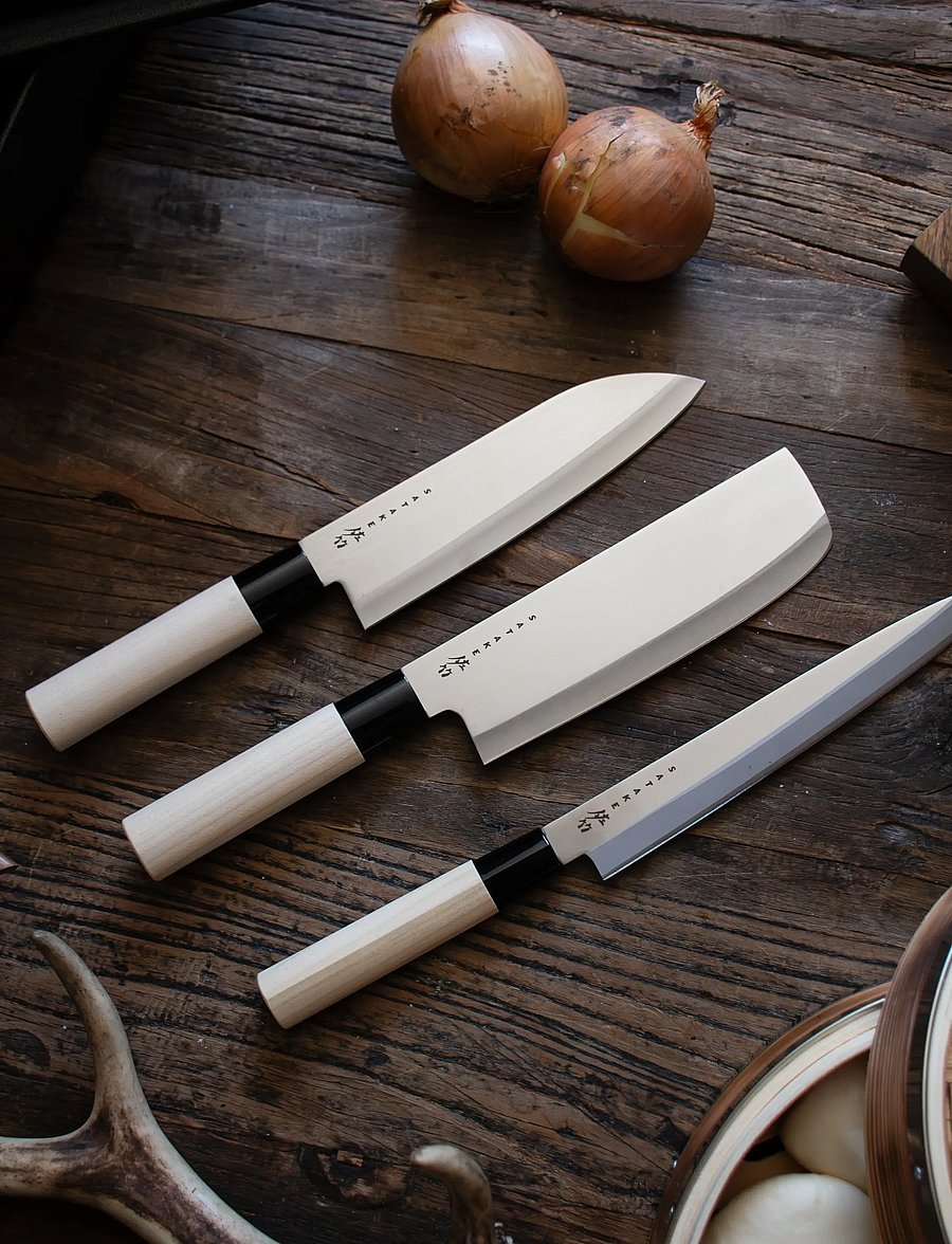 Satake - Satake Houcho Santoku, Nakiri and Sahimi knives in gift box - nach preis einkaufen - beige - 0