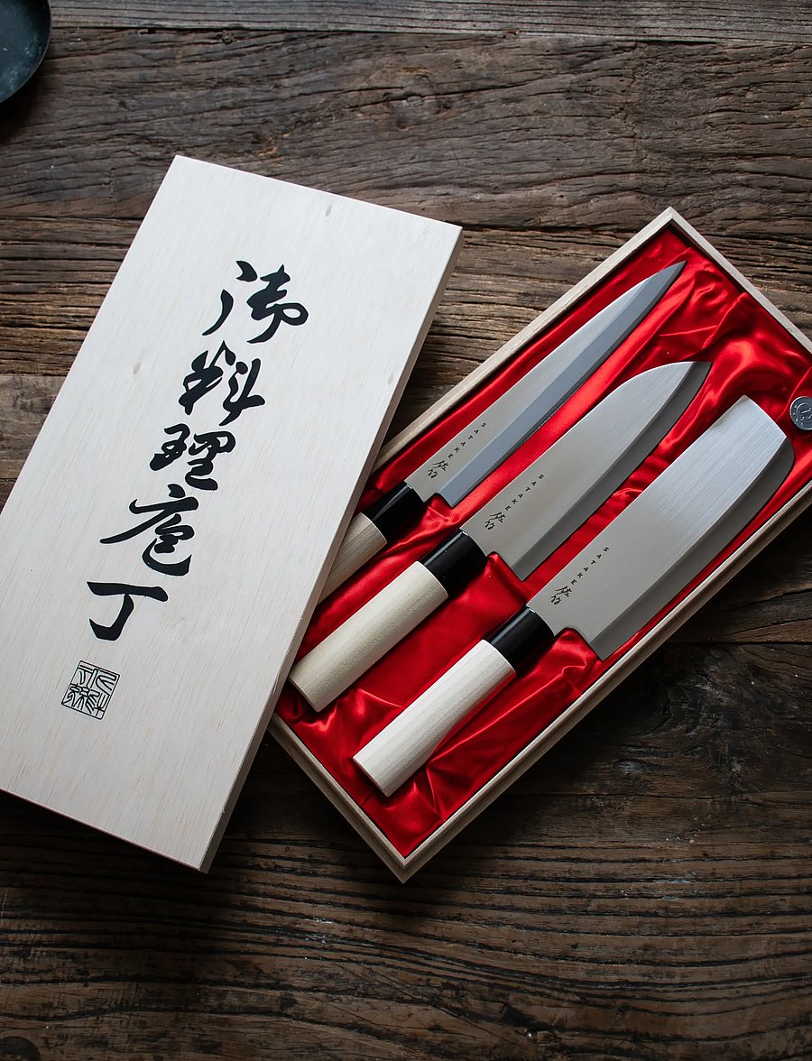 Satake - Satake Houcho Santoku, Nakiri and Sahimi knives in gift box - nach preis einkaufen - beige - 3